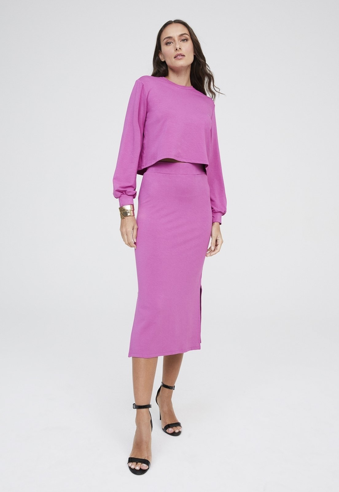 Vista 3 Blusa Traymon Molevisco Manga Longa Uva roxo Traymon roxo