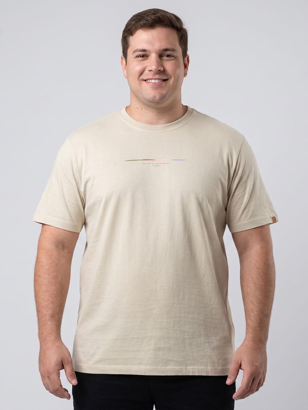 Camiseta Manga Curta Plus Size Masculina CAQUI