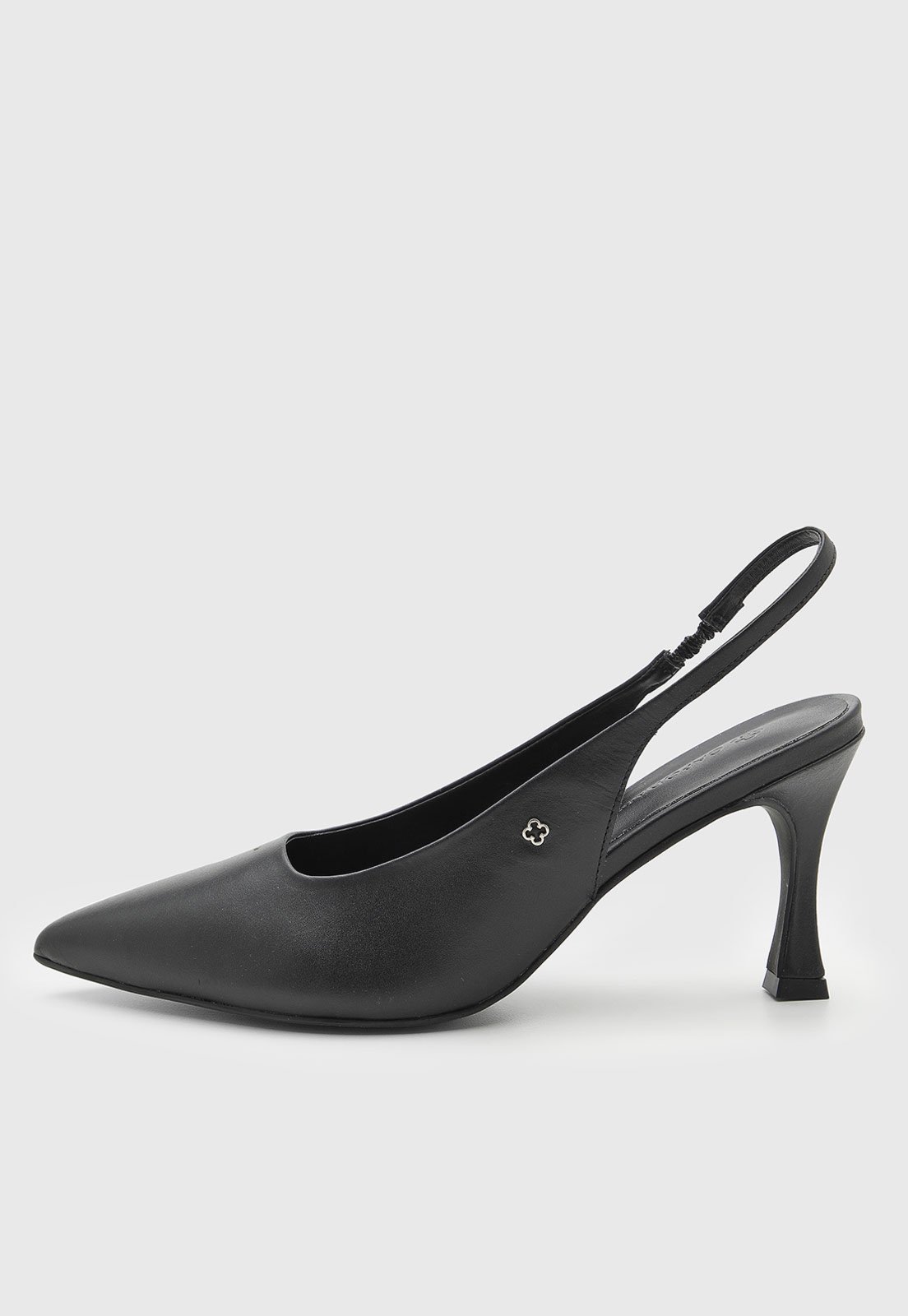 Vista 2 Scarpin Baixo Feminino Capodarte Slingback Salto 9 cm Geométrico Ponta Fina preto Capodarte preto