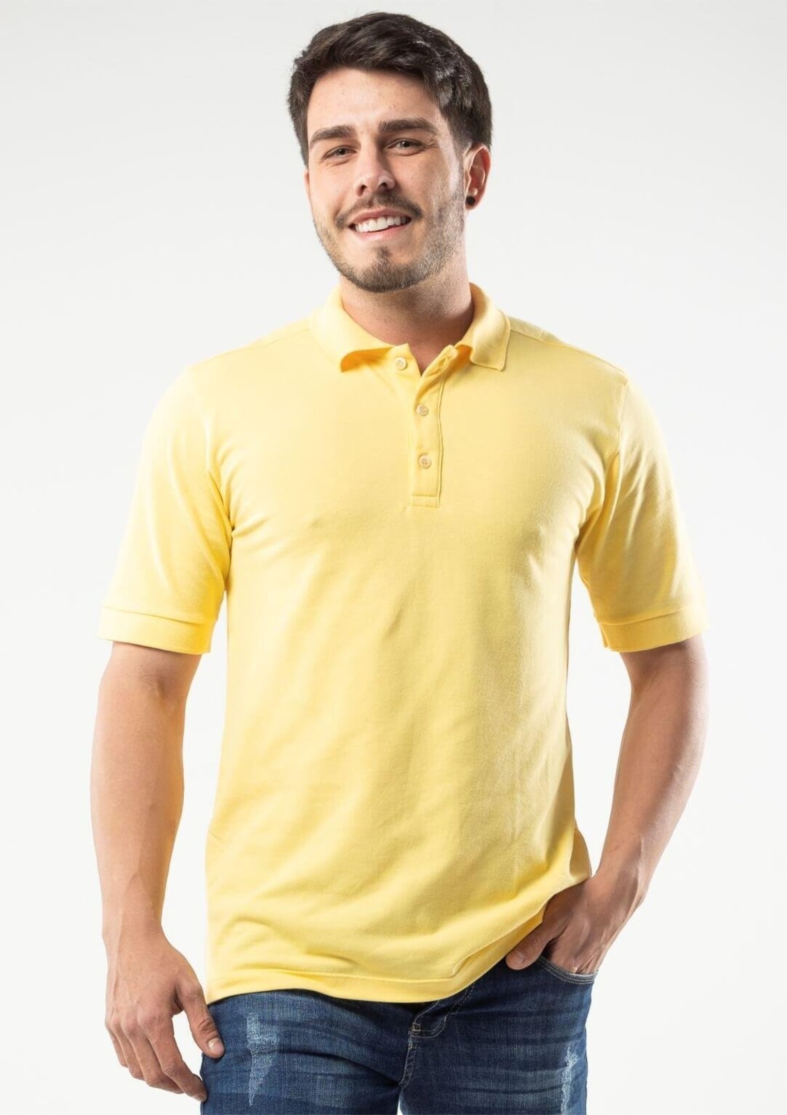 Camisa Masculina Polo Piquet Básica | Pau a Pique Amarelo