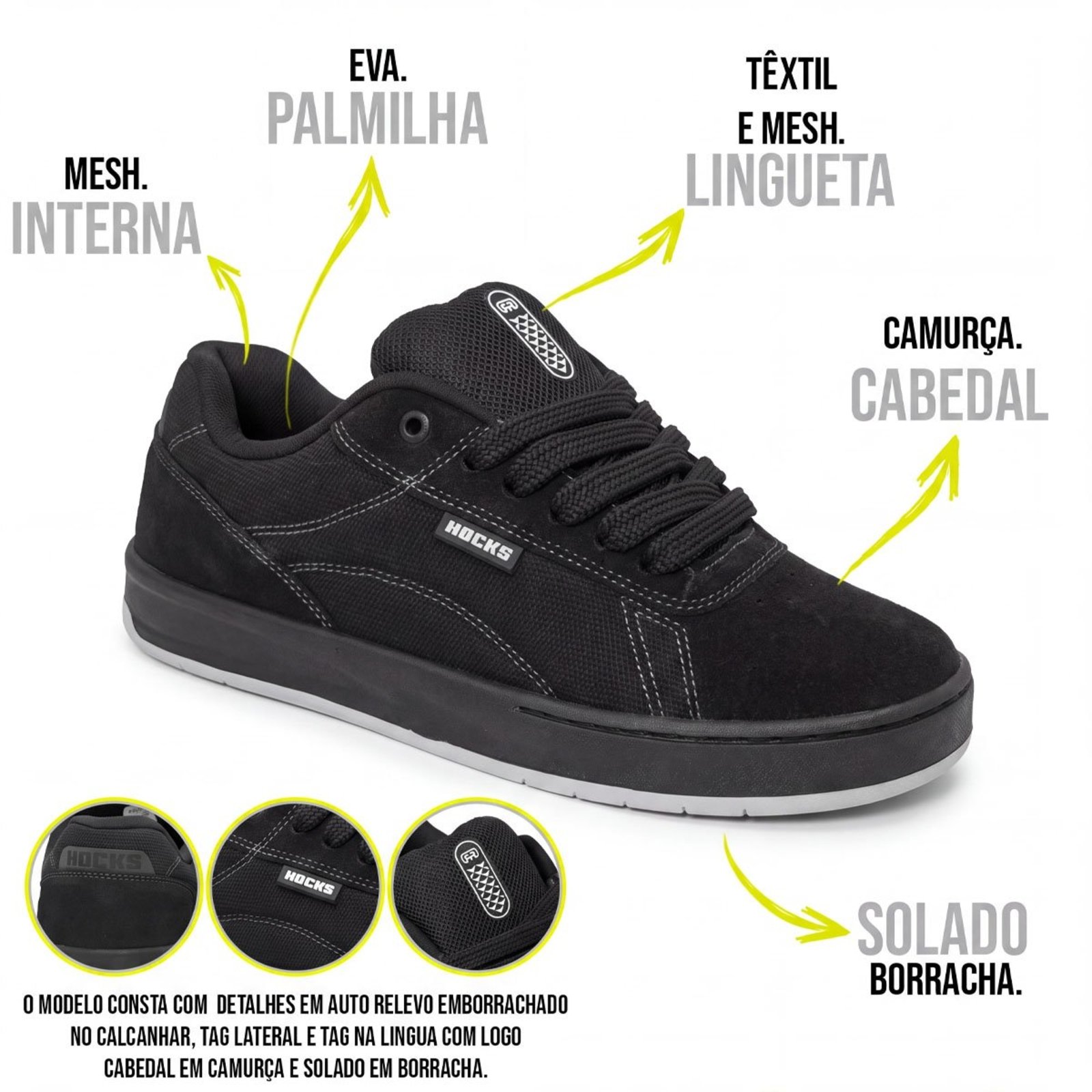 Tênis Hocks Átimo Extra Black Unissex | Preto