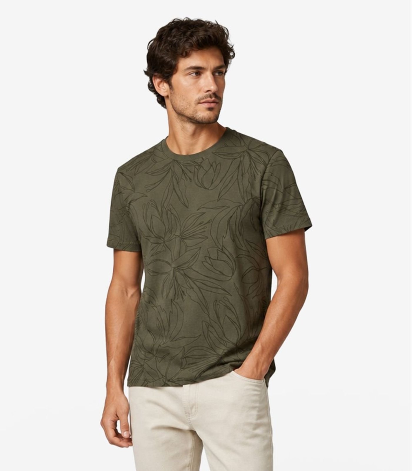 Camiseta Masculina Cotton leve Estampada Diametro Verde