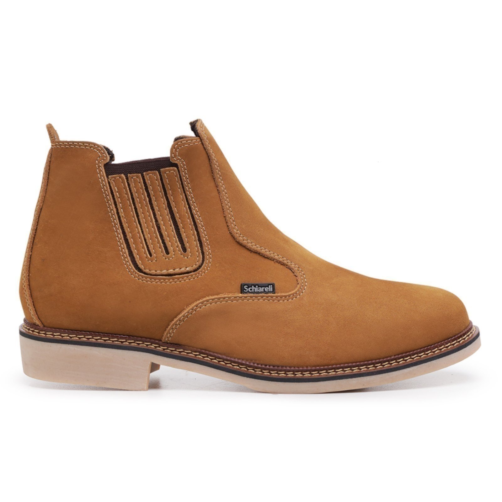 Bota Botina Masculina de Couro Sola de Borracha Country Roça Sítio Macia Moderna 525 Castor