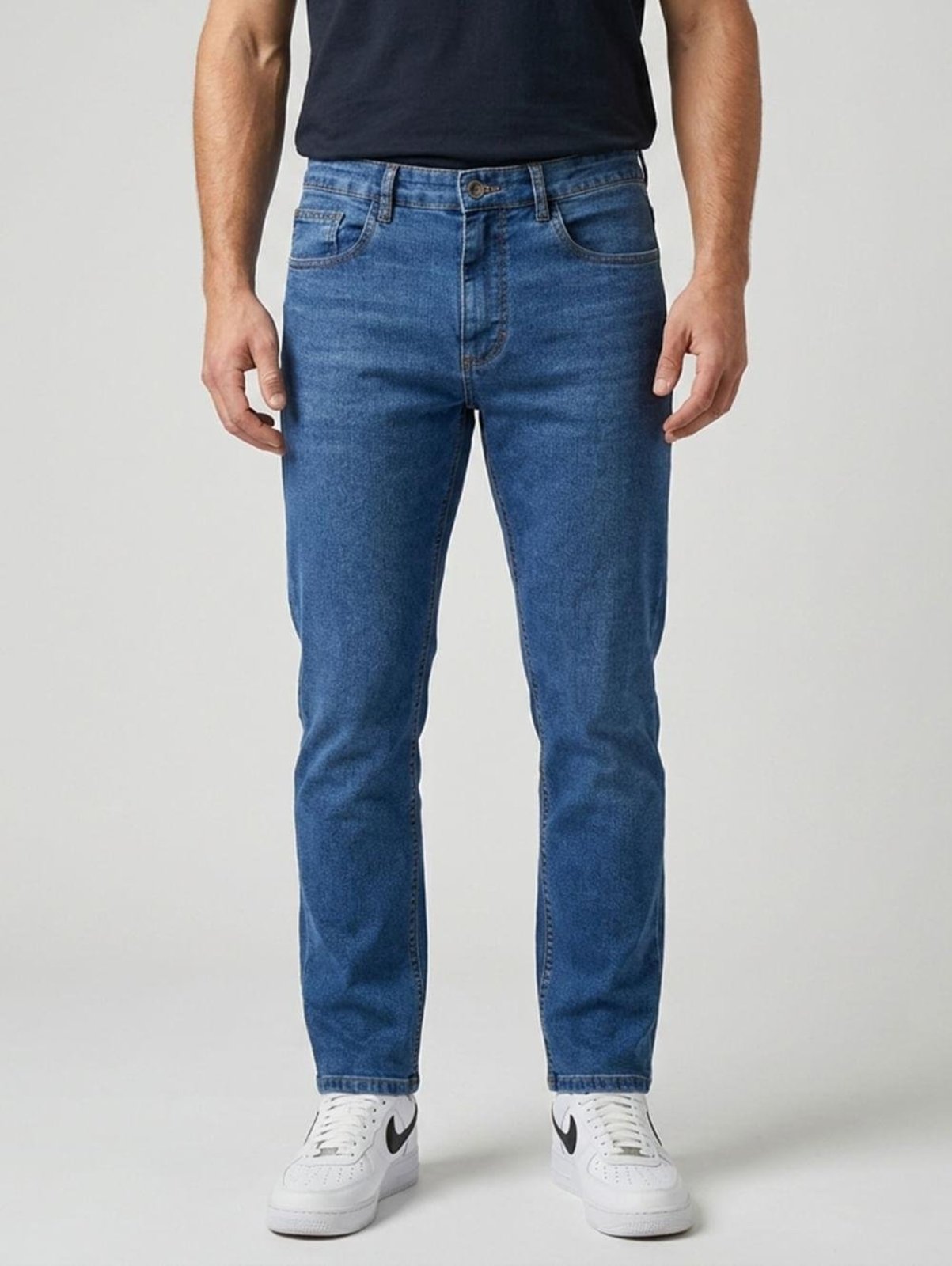 Calça slim jeans bigodes blue escuro
