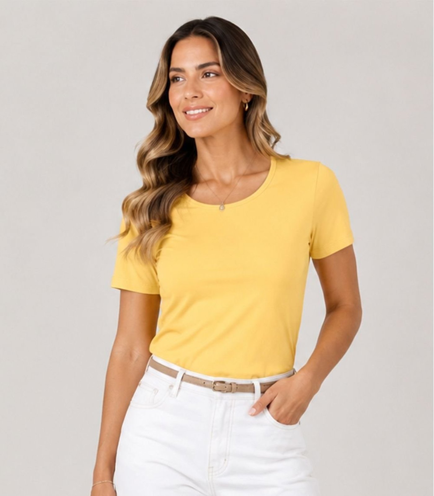 Blusa Feminina Cotton 30 Básica Kohmar Amarelo