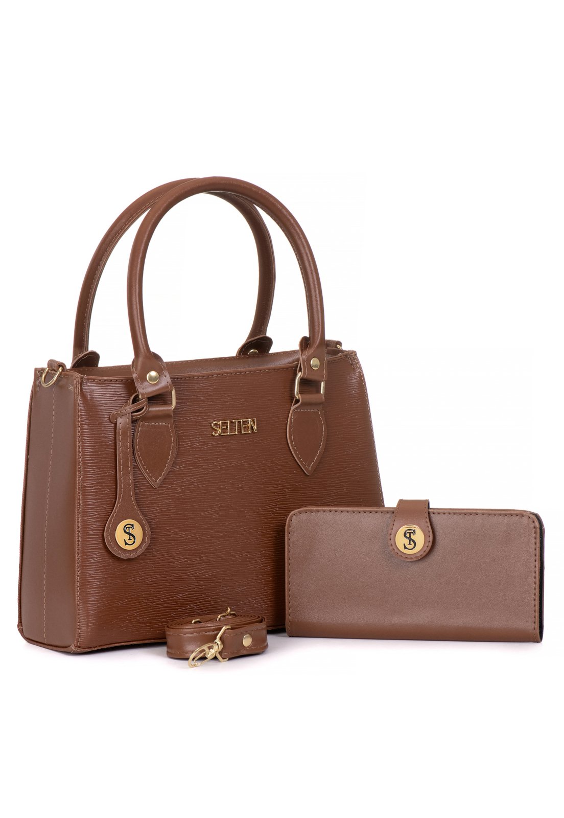 Bolsa Feminina Tiracolo Com Alça Transversal E Carteira Marrom Selten