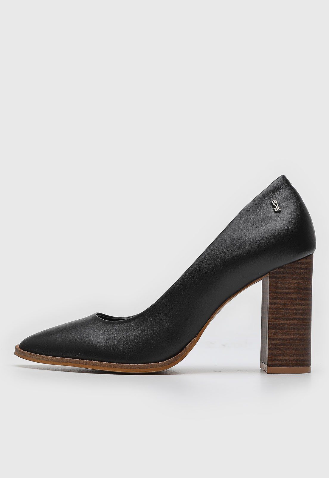 Scarpin Feminino Santa Lolla Salto Grosso Ponta Fina Preto