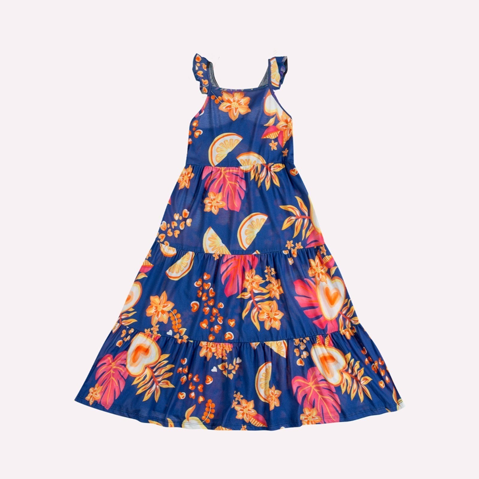 Vista 3 Infantil - Vestido Menina Frutas Kyly preto Kyly preto
