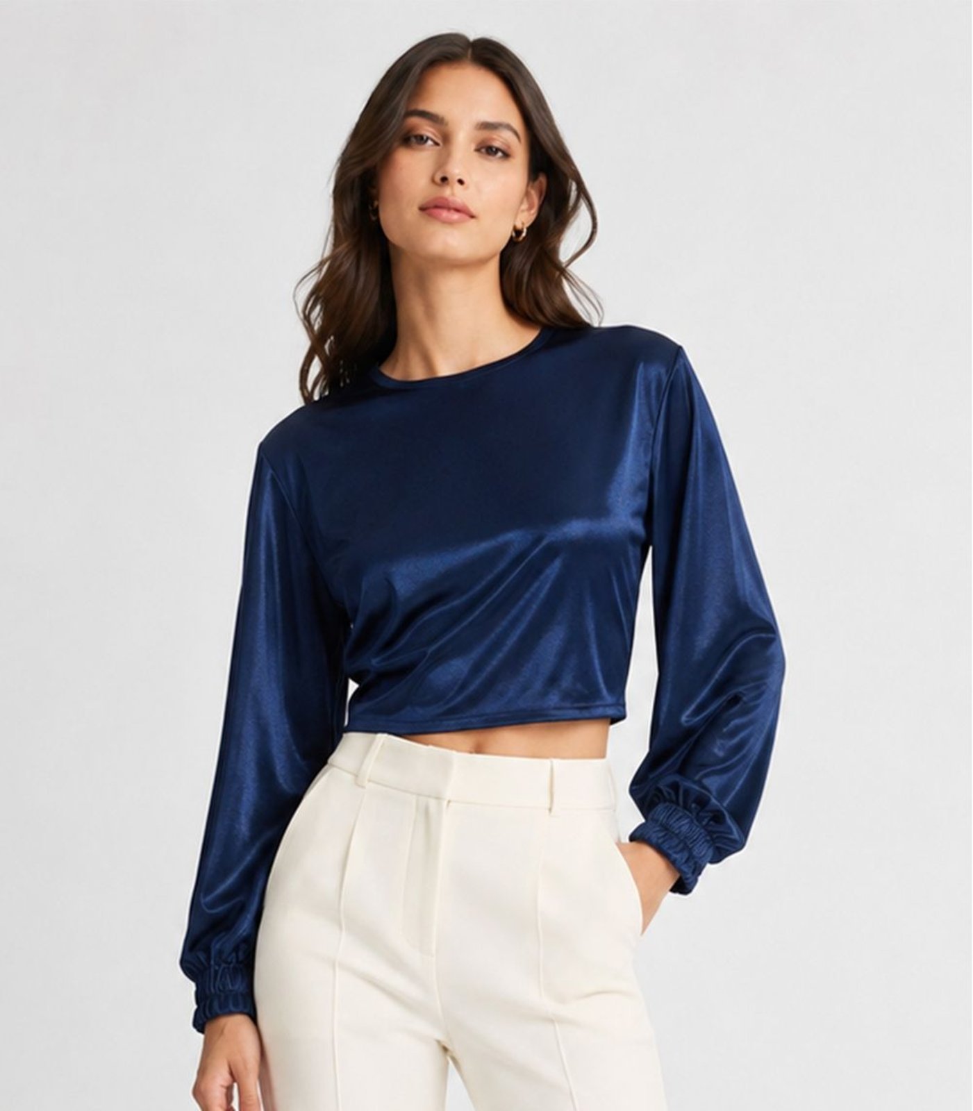 Blusão Feminino Em Sarja Bright Infinita Cor Azul