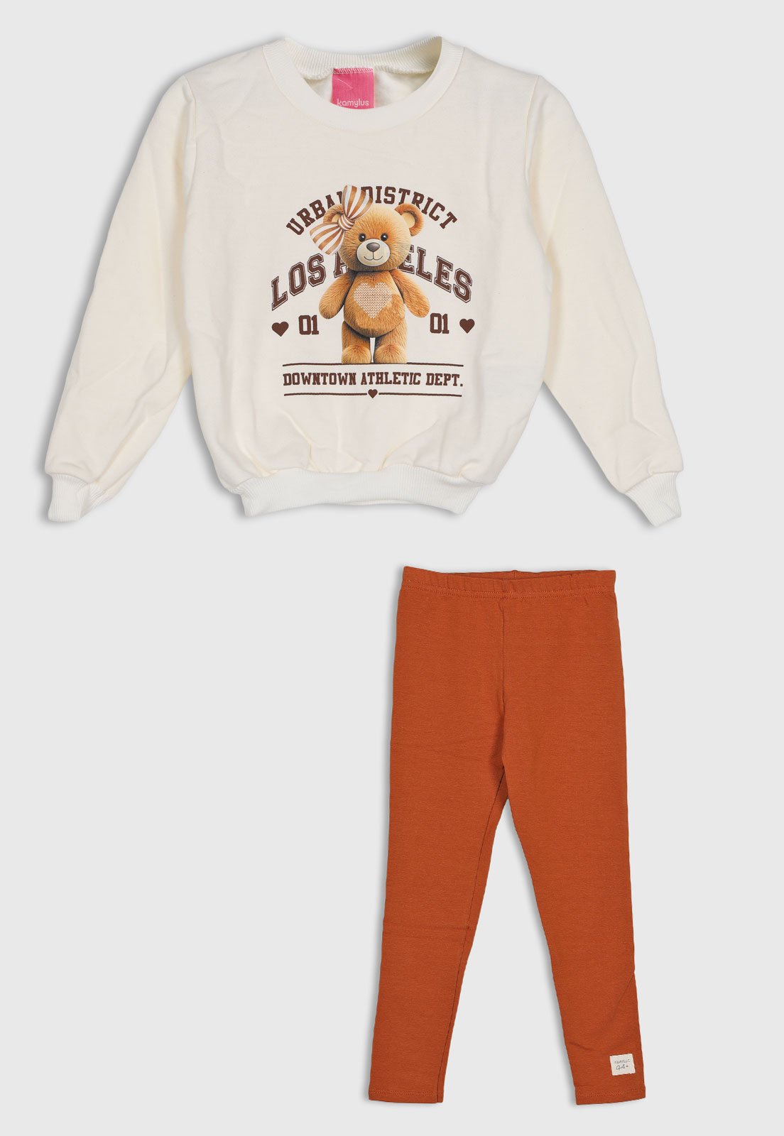 Infantil - Conjunto Longo Kamylus Ursinho Laranja