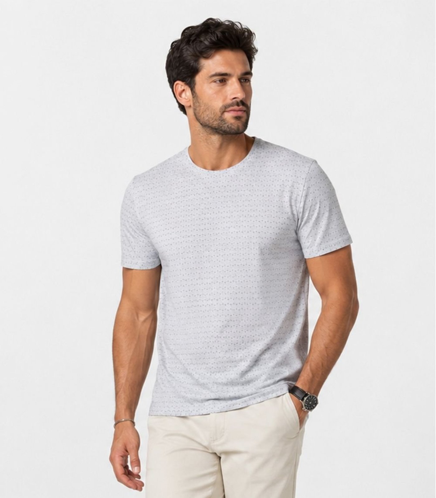 Camiseta Masculina Básica Em Malha Drop Select Cinza