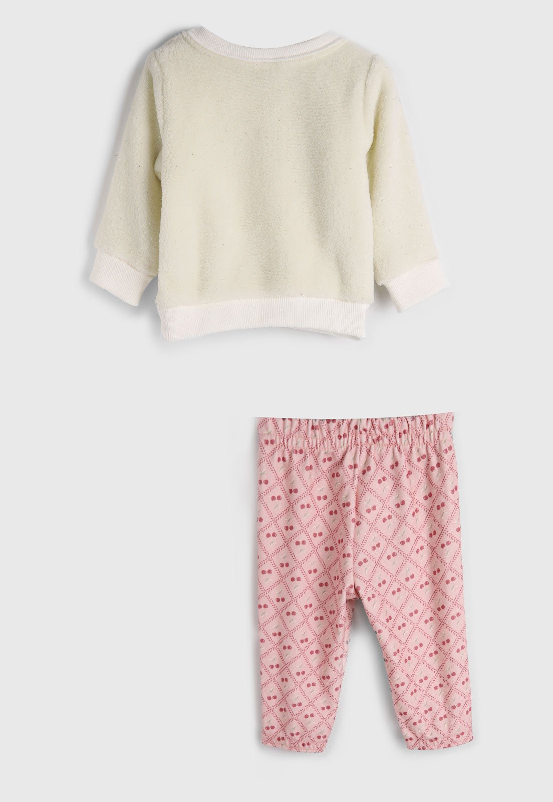 Vista 3 Infantil - Conjunto 2pçs Manga Longa Brandili Mundi Blusa E Calça Cereja Off-White off-white white Brandili Mundi off-white white
