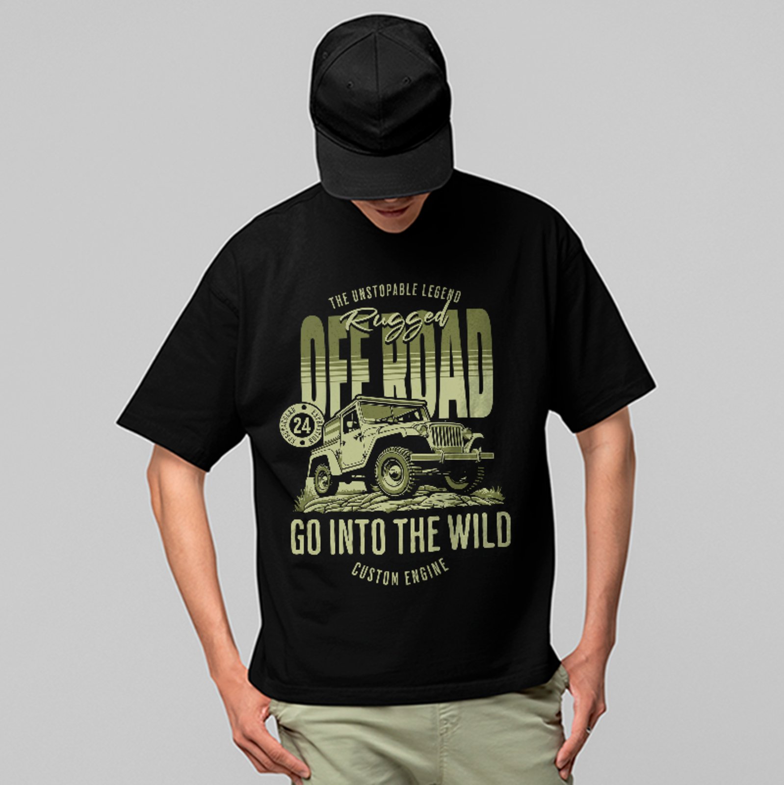 Camiseta Oversized Off Road Jeep Aventura Go Into Wild Unissex Preto