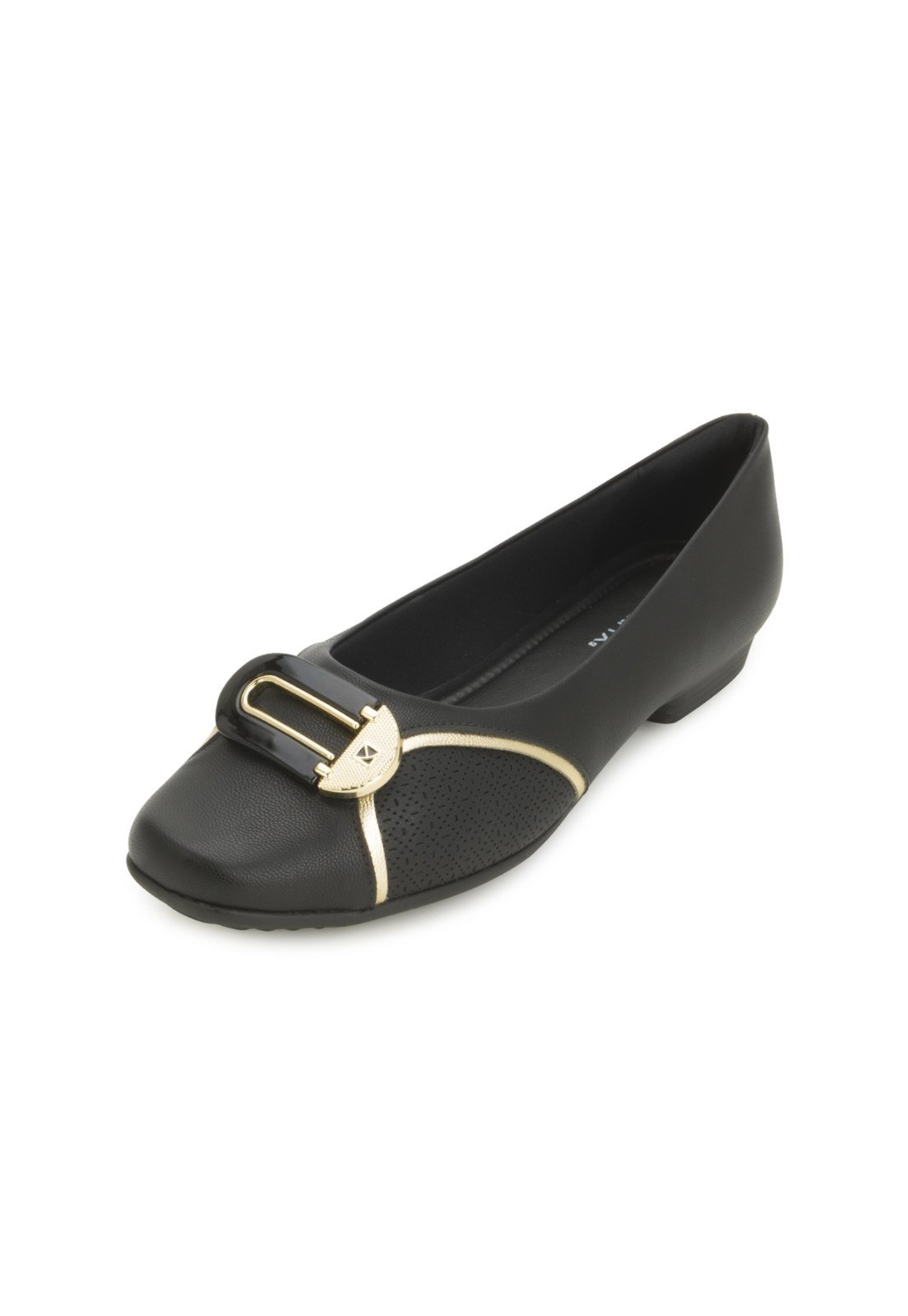 Sapatilha Piccadilly PD25-25023 Preto-Dourado
