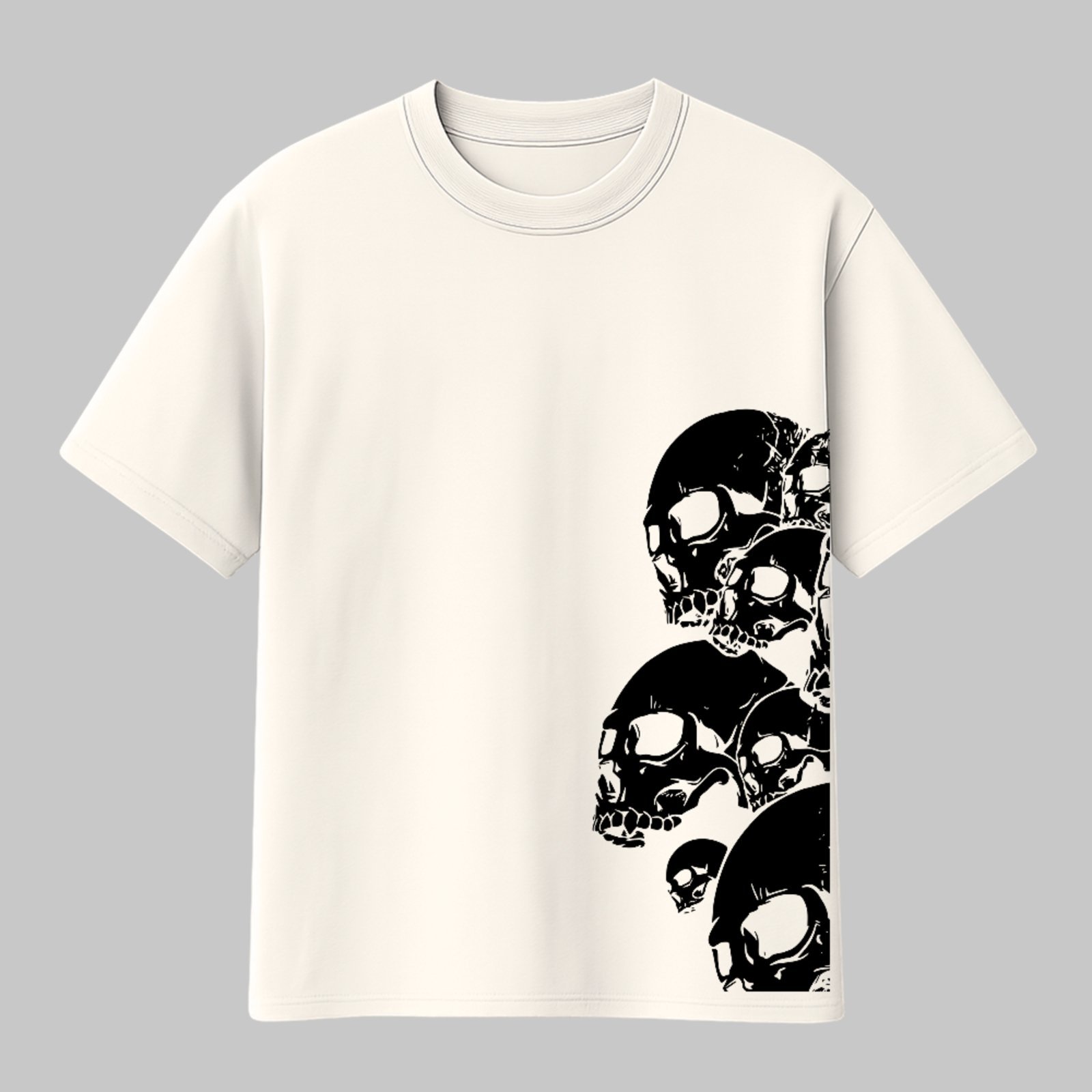 Camiseta Básica Skull Art Estampa Urbana Unissex Off White