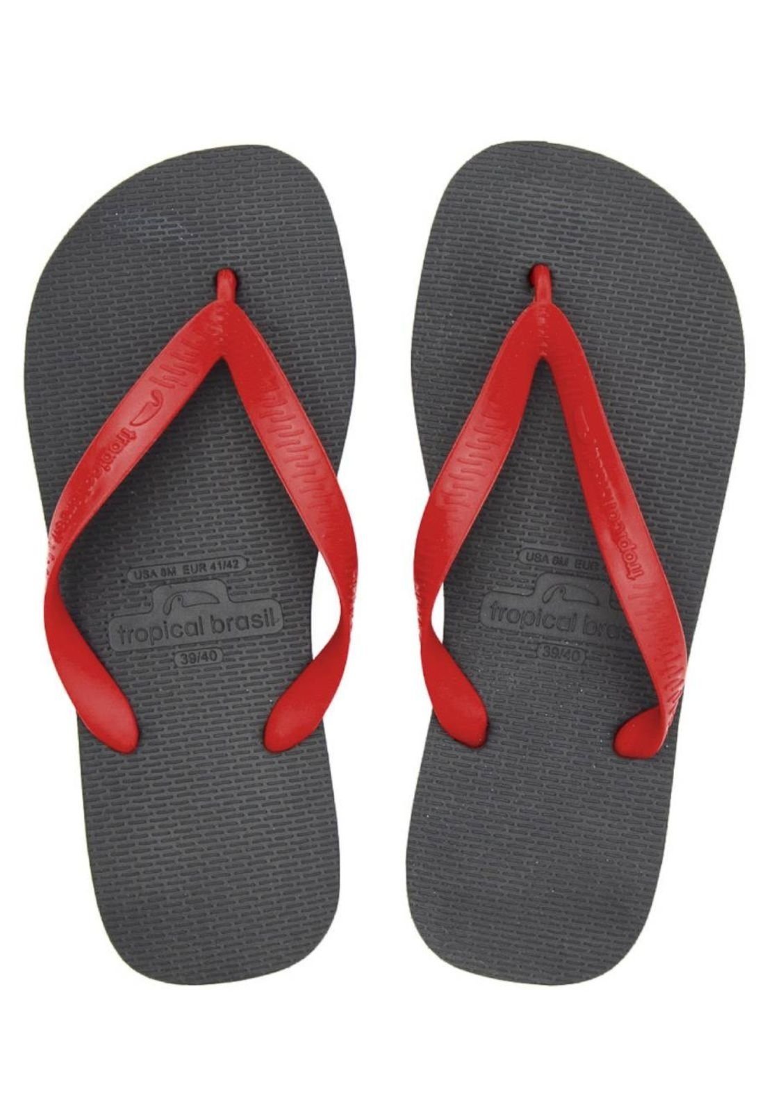 Chinelo Tropical Brasil Essencial Flip Flop Preto Com Vermelho