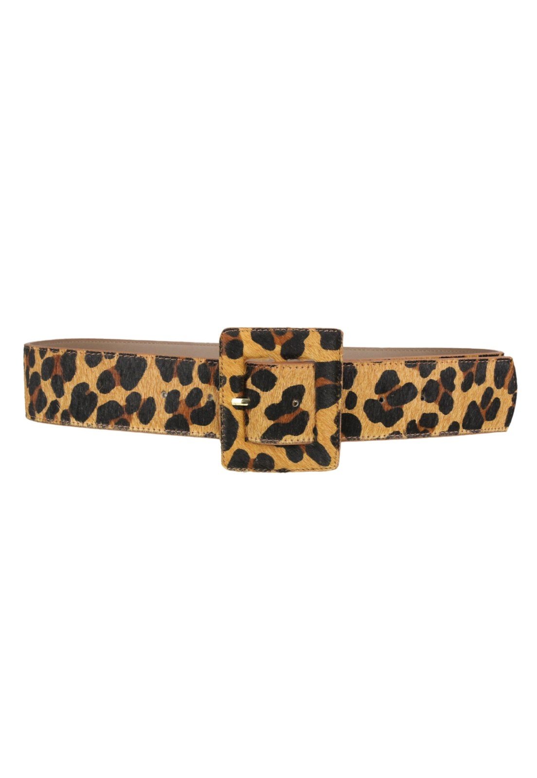 Cinto Crisfael Largo Fivela Quadrada Animal Print Onça – Lara