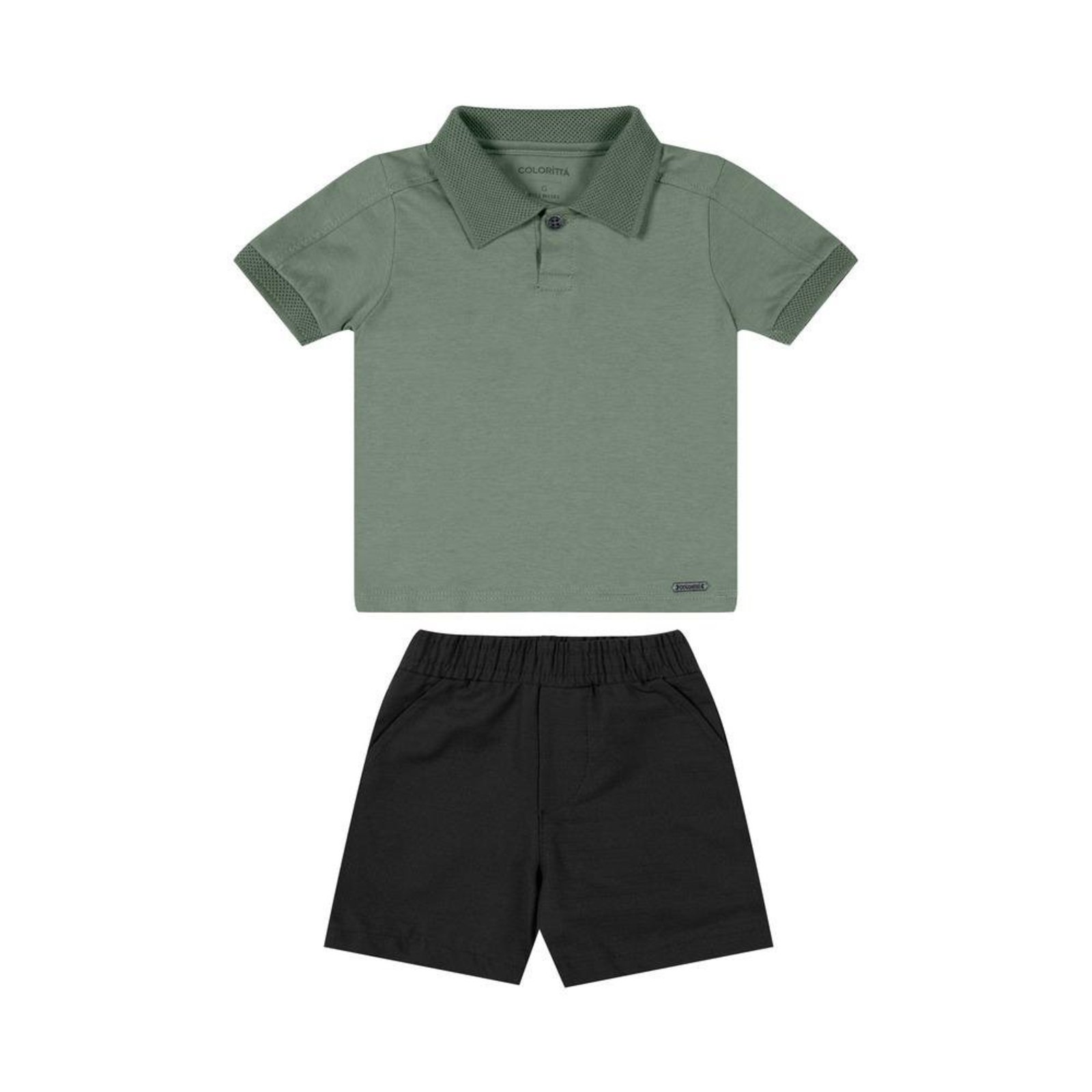 Infantil - Conjunto Polo Verde Preto 3 Verde