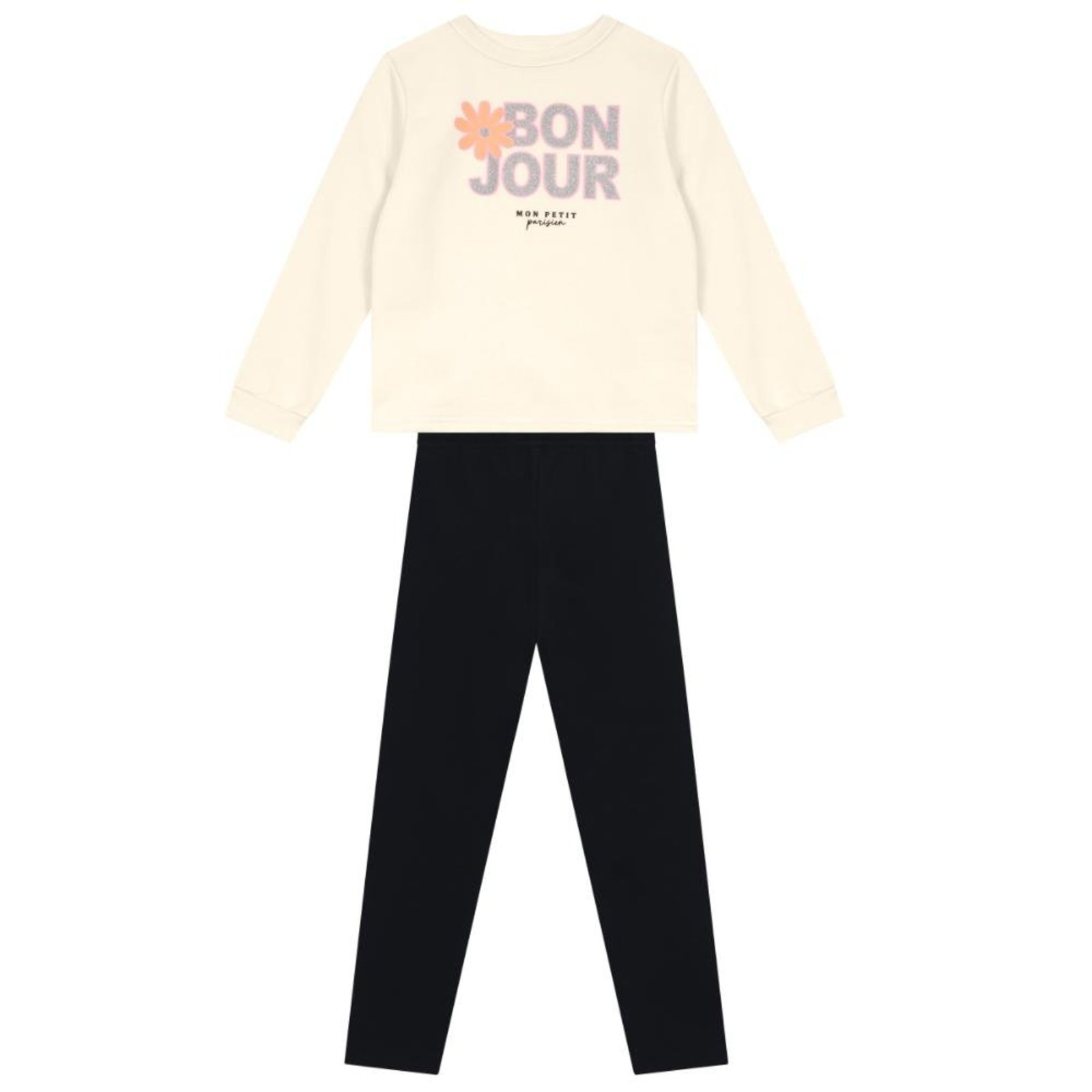 Infantil - Conjunto menina de flor com glitter Brandili