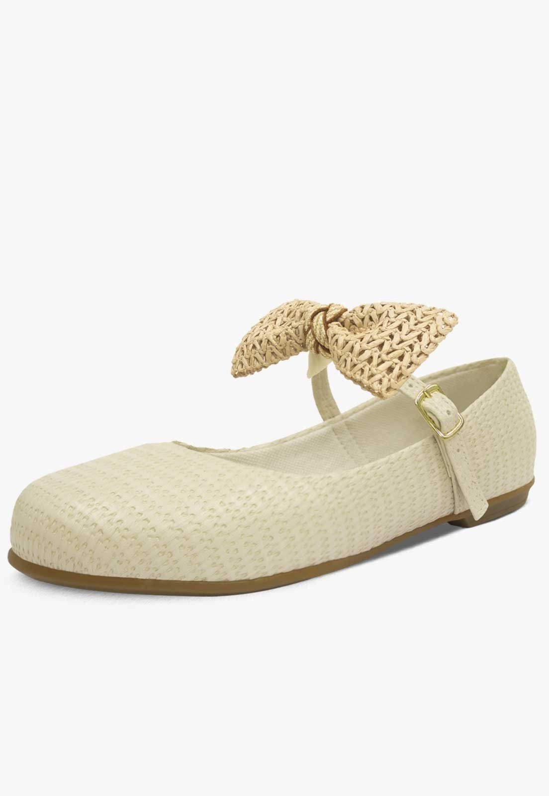 Infantil - Sapatilha Pópidi Menina Feminina Moda Laço Off White