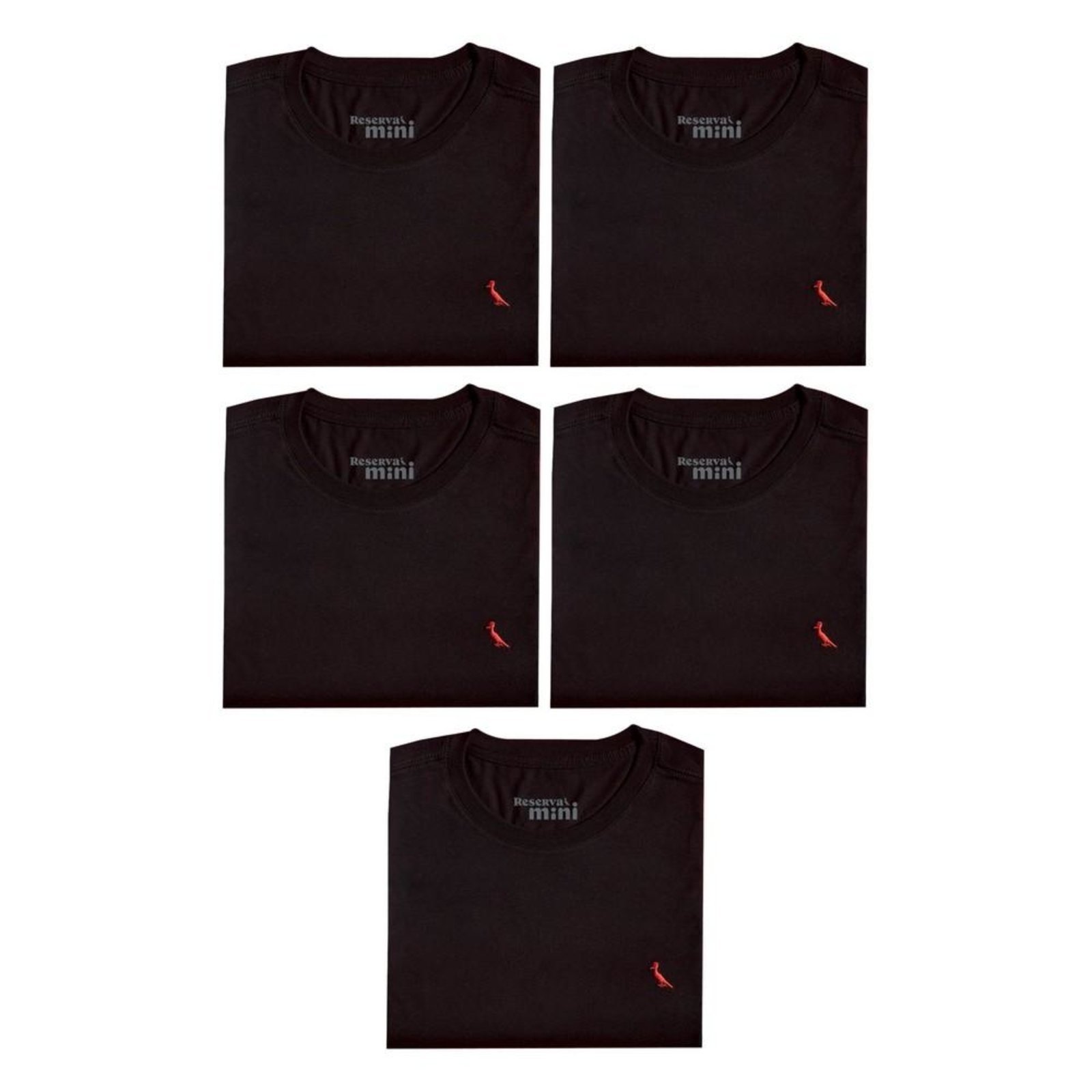 Infantil – Kit 5 Camisetas Brasa Pica Pau Bordado Reserva Mini Preto