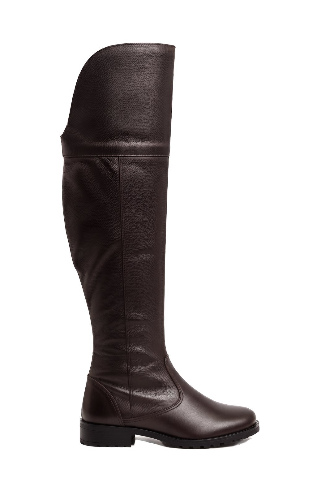 Bota de couro over cano longo feminina 7514 - Café