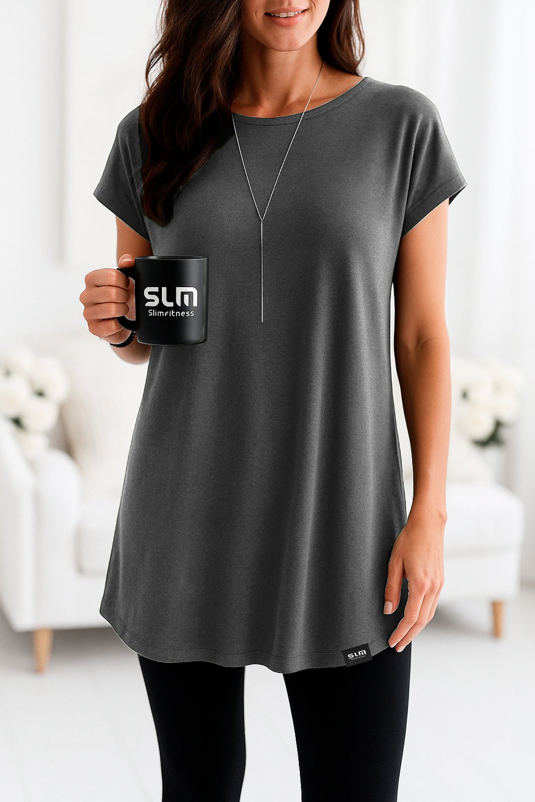 Vestido Camisetão Slim Fitness Feminino Casual Verão – Cinza