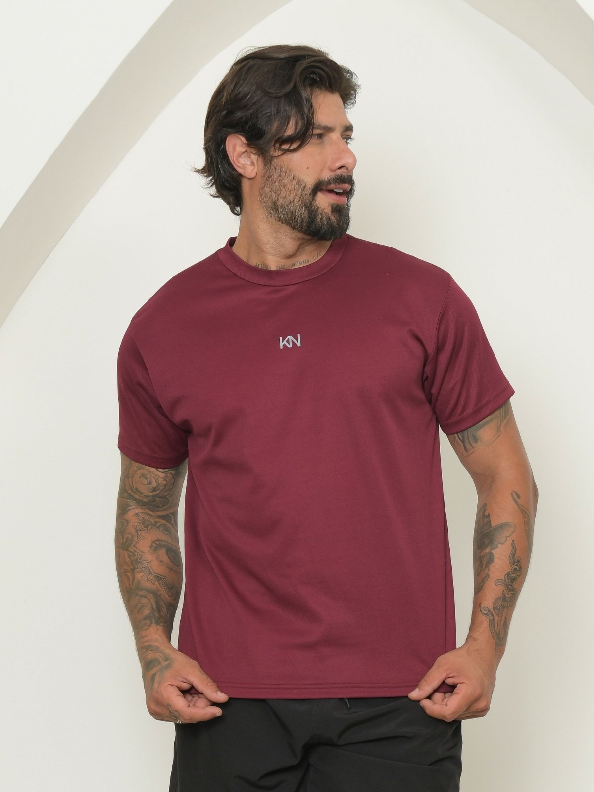 Vista 2 Camiseta Dry-Fit Masculina Vermelha Manga Curta para Esportes Patria Brasil vermelho/vinho Patria Brasil vermelho/vinho
