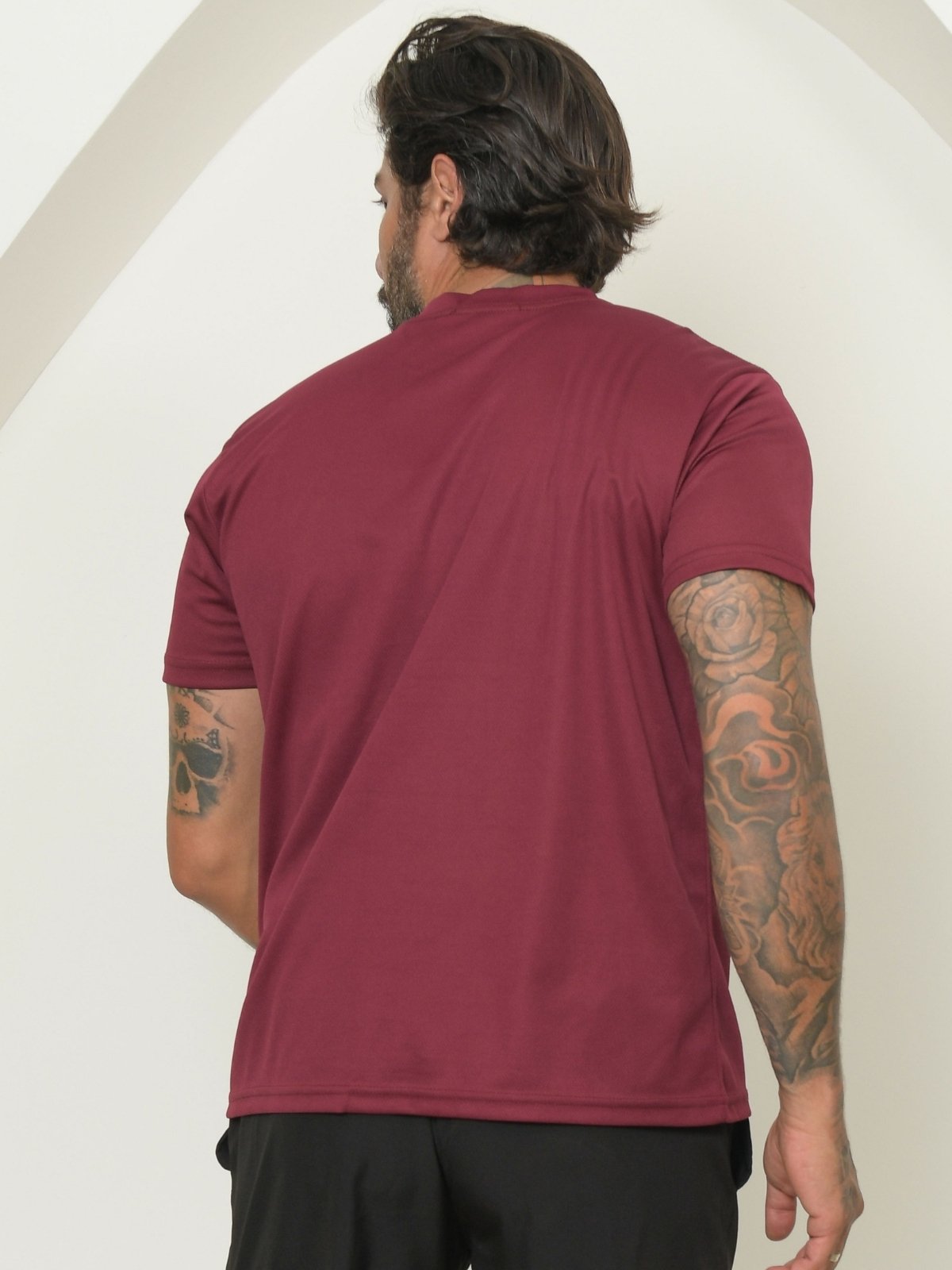 Vista 3 Camiseta Dry-Fit Masculina Vermelha Manga Curta para Esportes Patria Brasil vermelho/vinho Patria Brasil vermelho/vinho