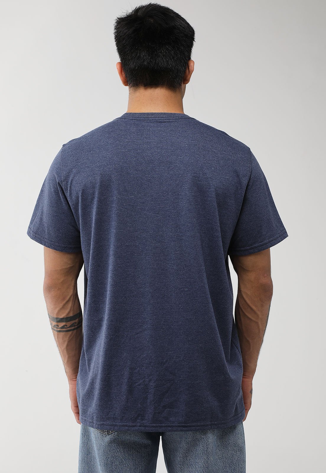 Vista 3 Camiseta Masculina The North Face Heritage Patch Heathered Tee Mescla azul The North Face azul