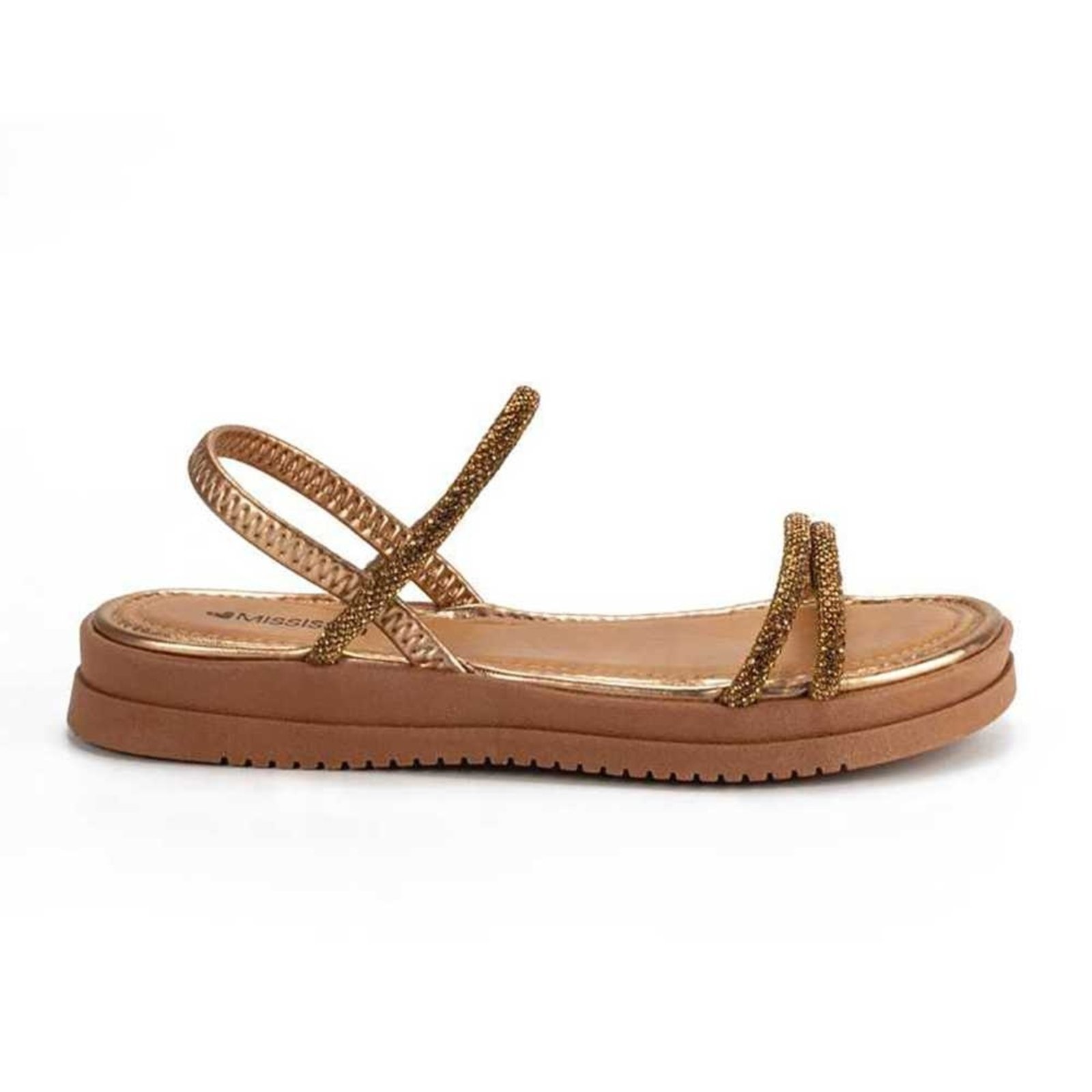 Vista 2 Sandália Feminina Mississipi Flatform Tiras Brilhantes bronze MISSISSIPI bronze
