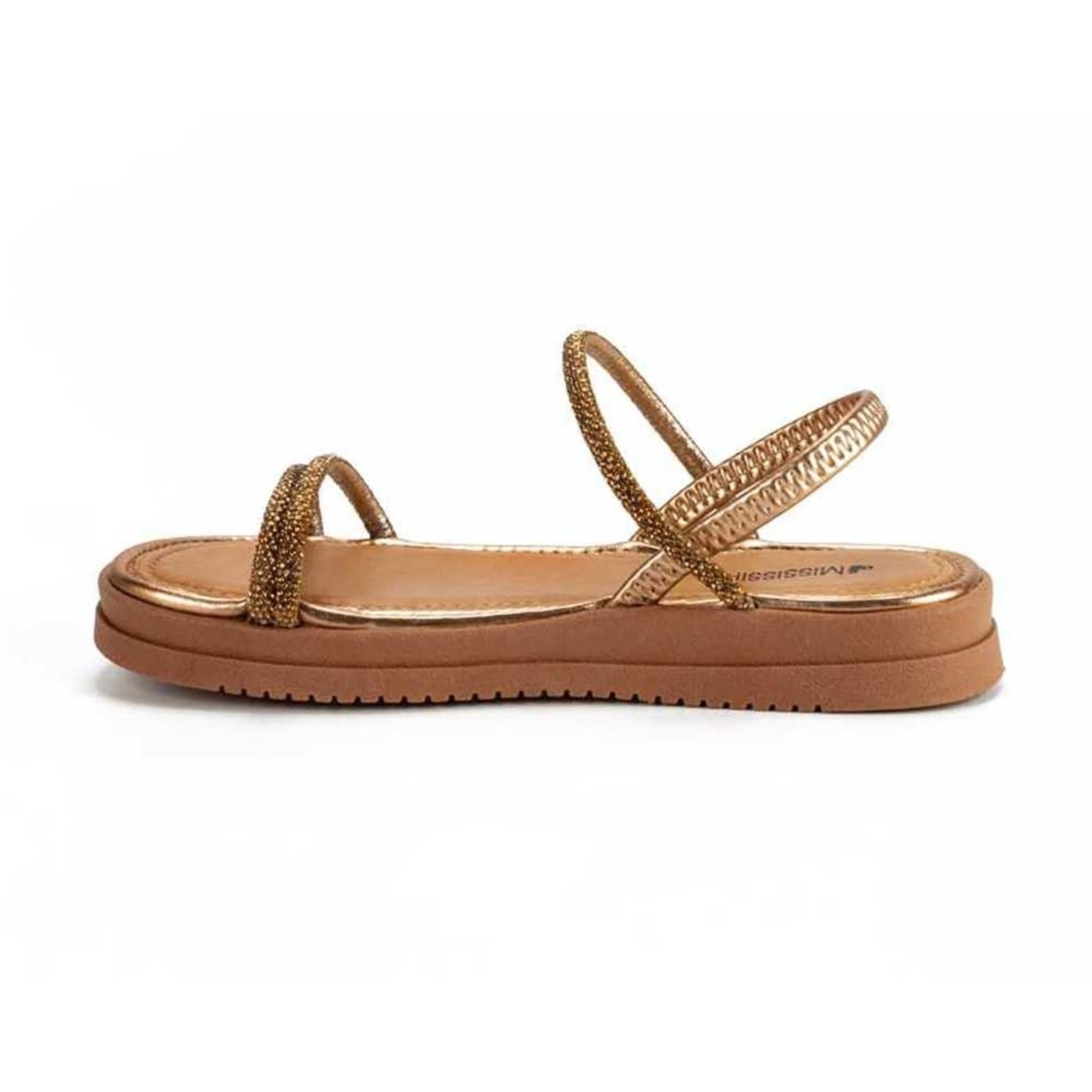 Vista 3 Sandália Feminina Mississipi Flatform Tiras Brilhantes bronze MISSISSIPI bronze