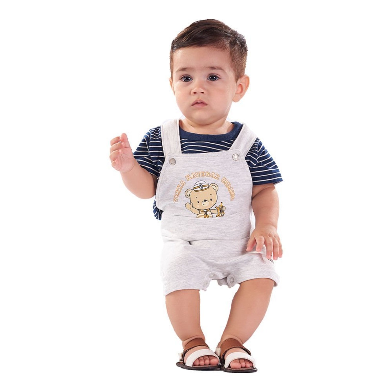 Infantil - Conjunto Menino - Listrado Marinho - 48662-56 Azul Marinho