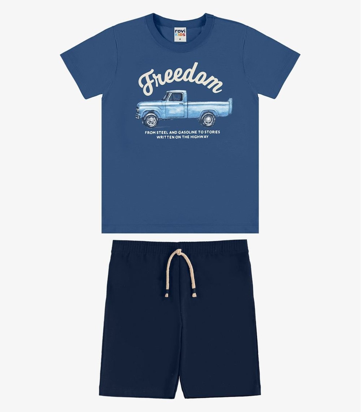 Infantil - Conjunto Camiseta Com Bermuda Rovi Azul