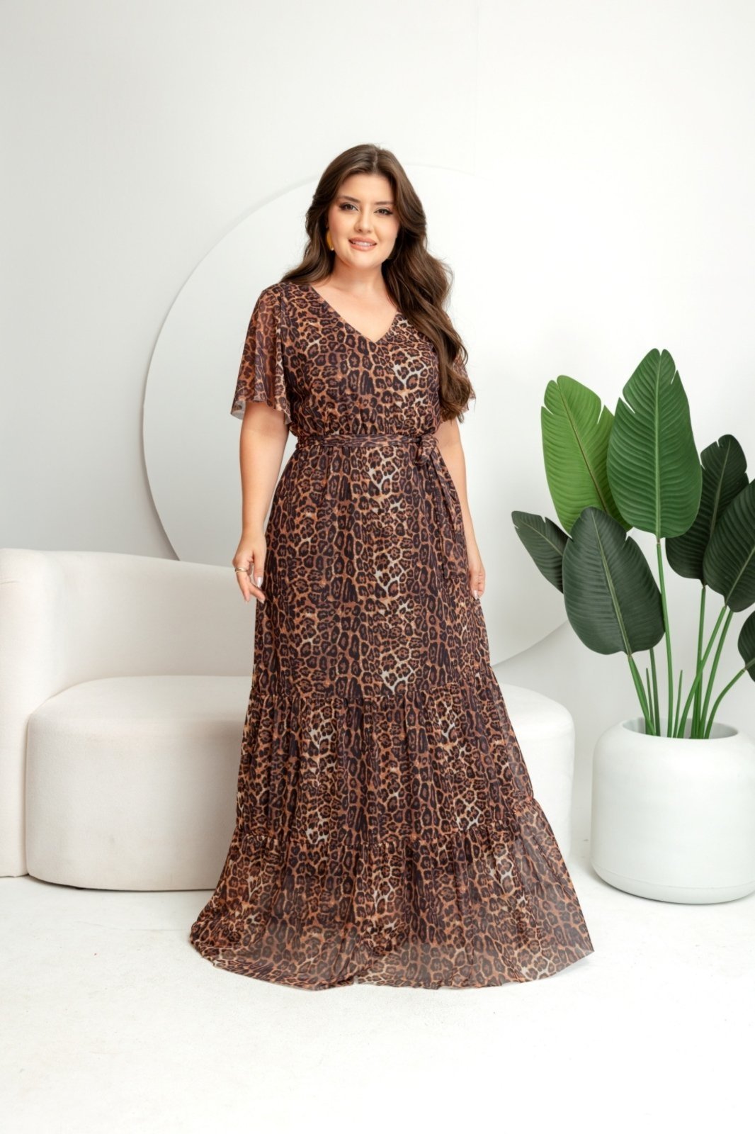 Vestido Longo Manga Curta Festa Moda Evangélica Plus Size