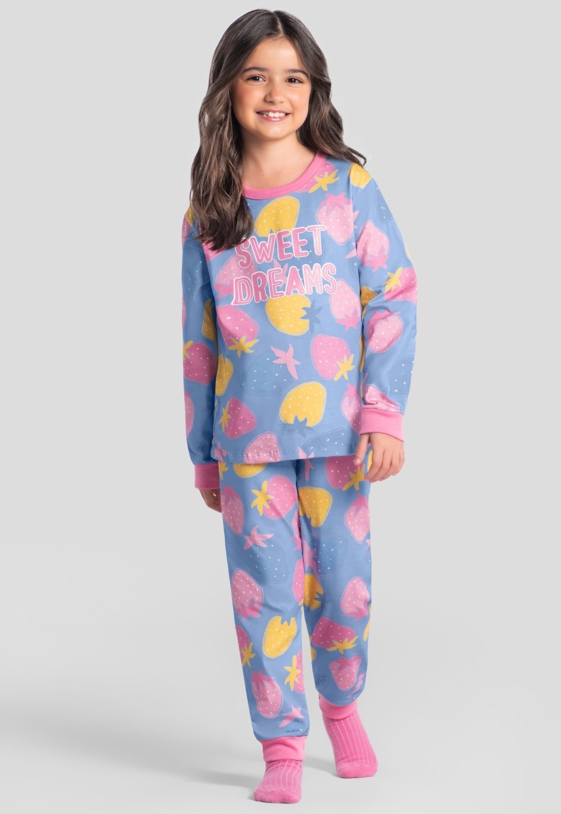 Infantil - Pijama menina frutinhas brilha no escuro Brandili
