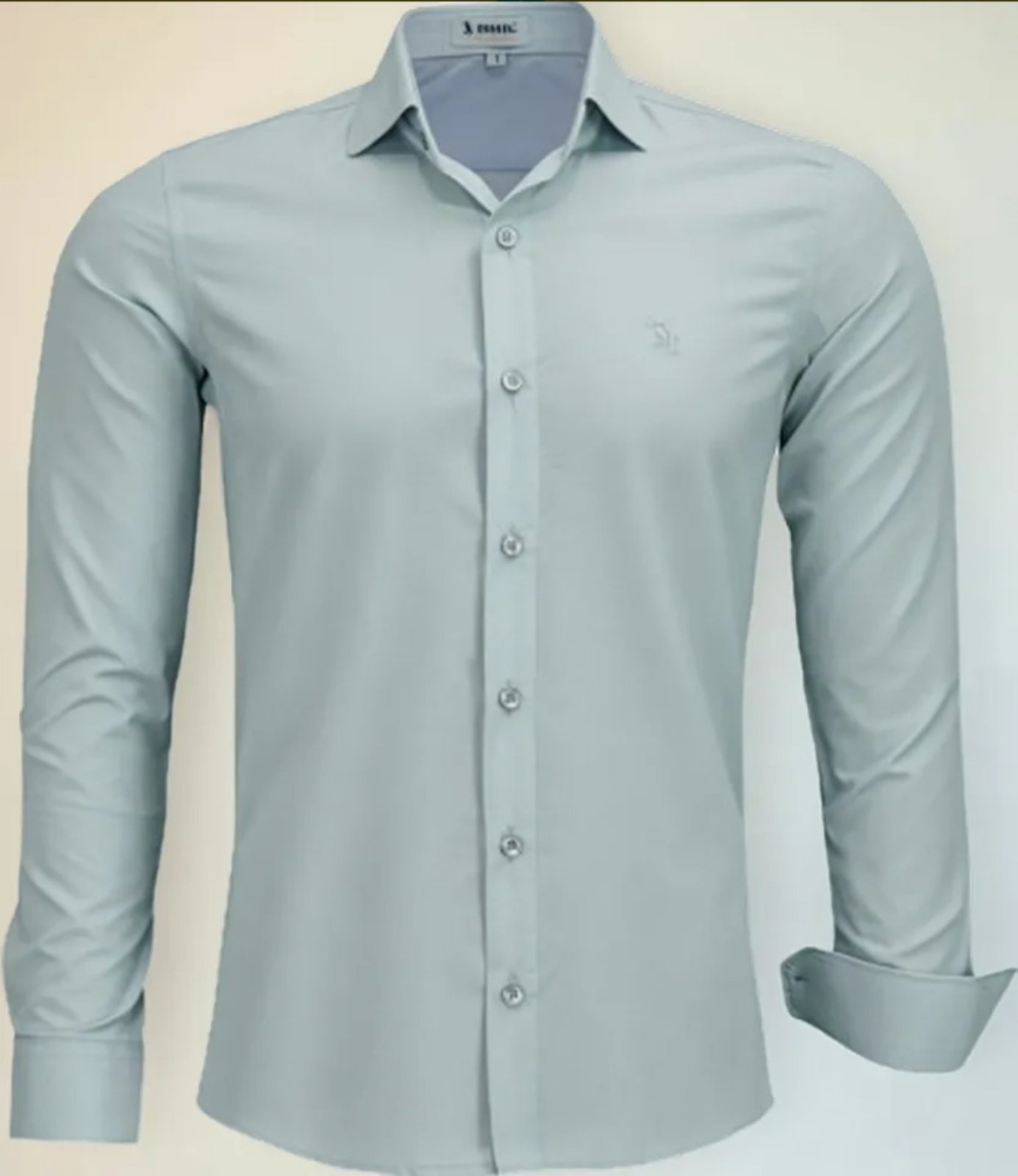 Camisa Social Amil Slim Shuri Misto Macia Fácil de Passar Manga Longa Luxo Prata