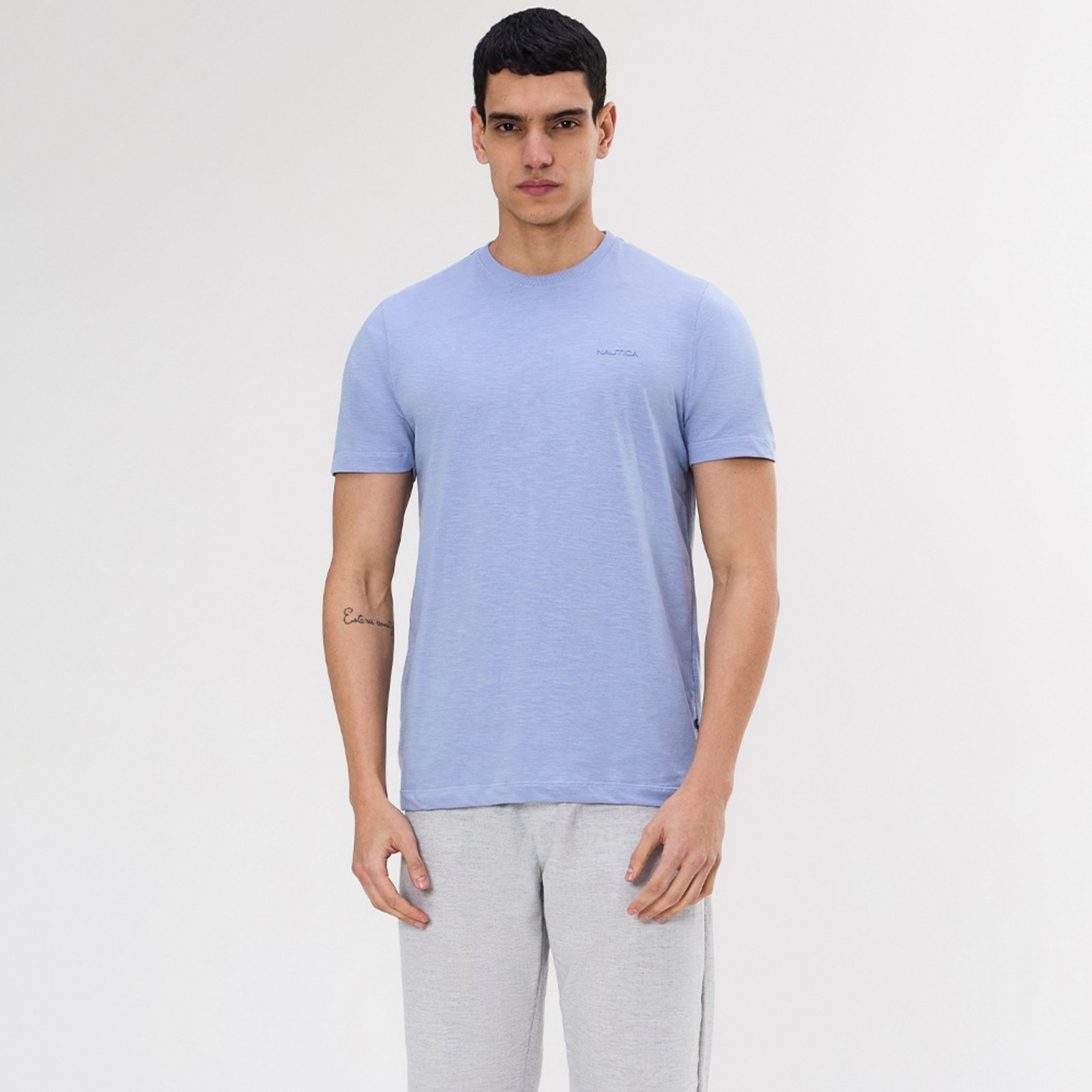 Camiseta Nautica Manga Curta Malha Flamê Light Azul Claro