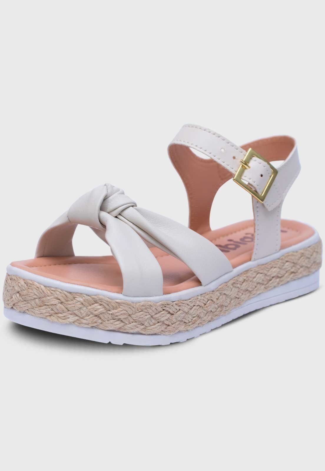 Infantil – Sandália Flatform Feminina Pópidi Com Nó Off White