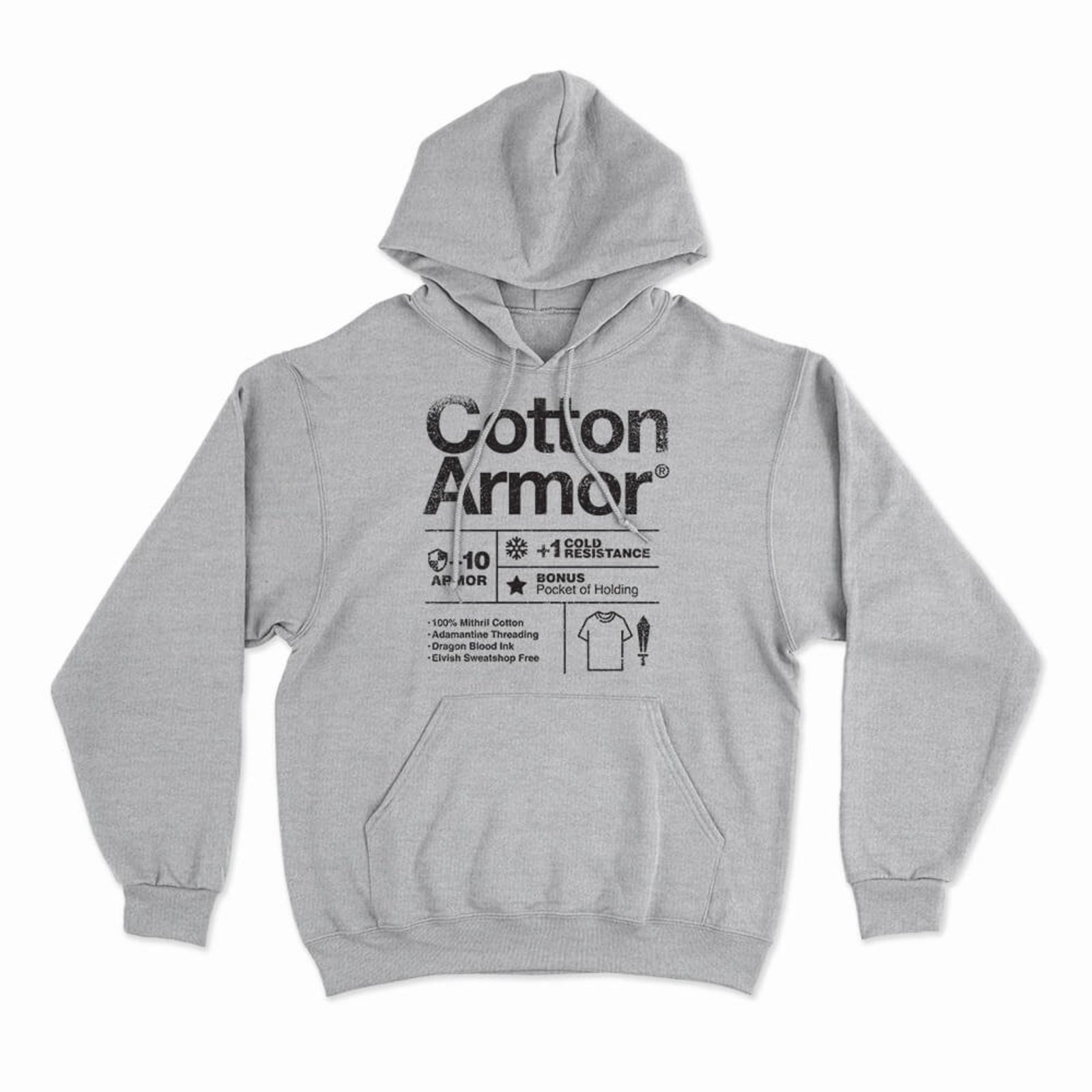 Moletom Com Capuz Cotton Armor - Mescla Cinza - Casual - Studio Geek