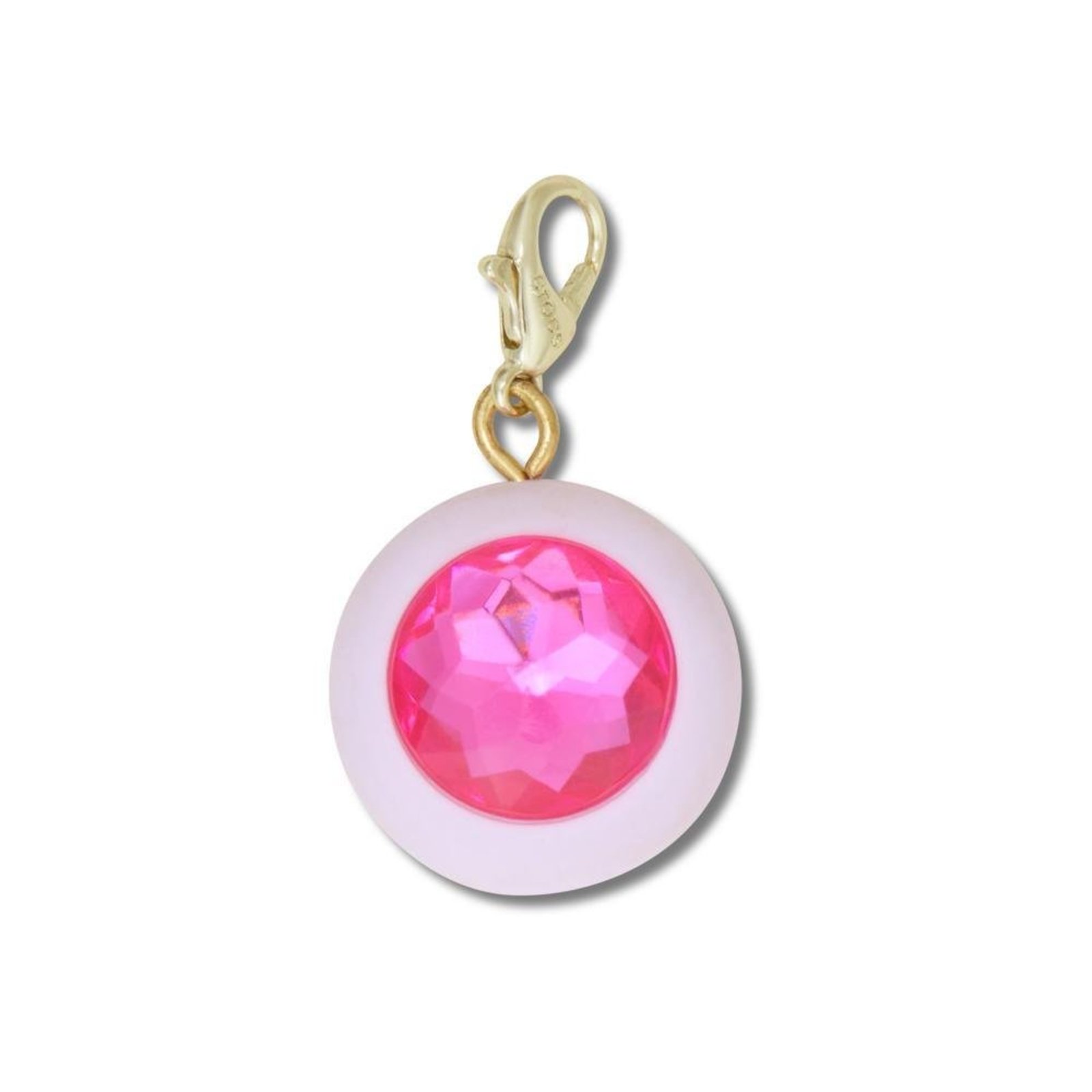 Infantil - Jibbitz™ Pingente de Círculo com Gema Rosa Unico Branco