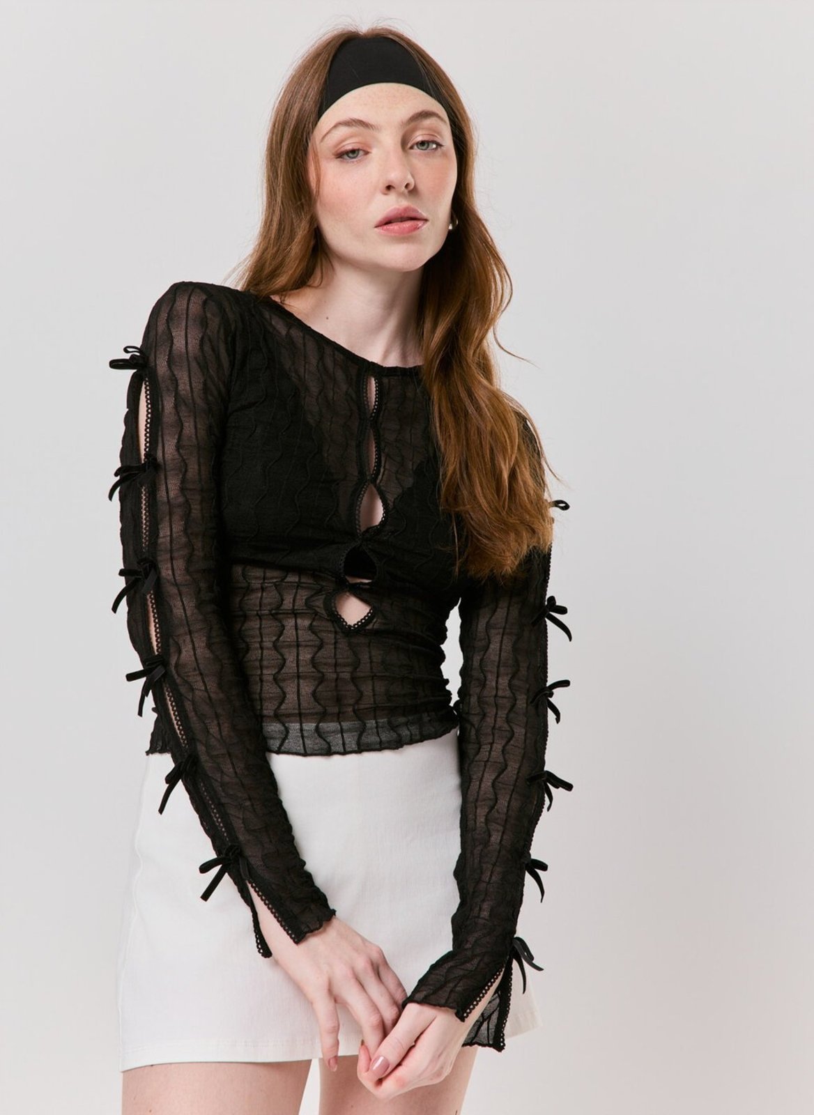 Blusa Em Tule Com Laços