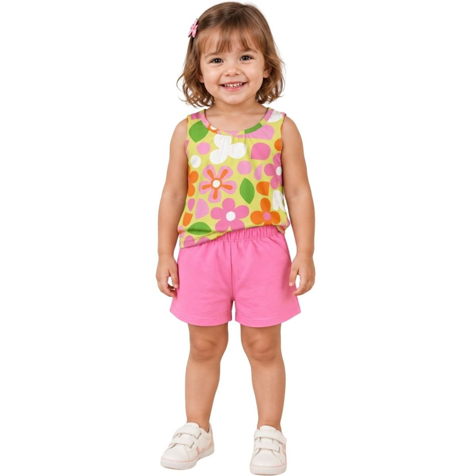 Infantil - Conjunto Menina Verão Kyly Flores Amarelo