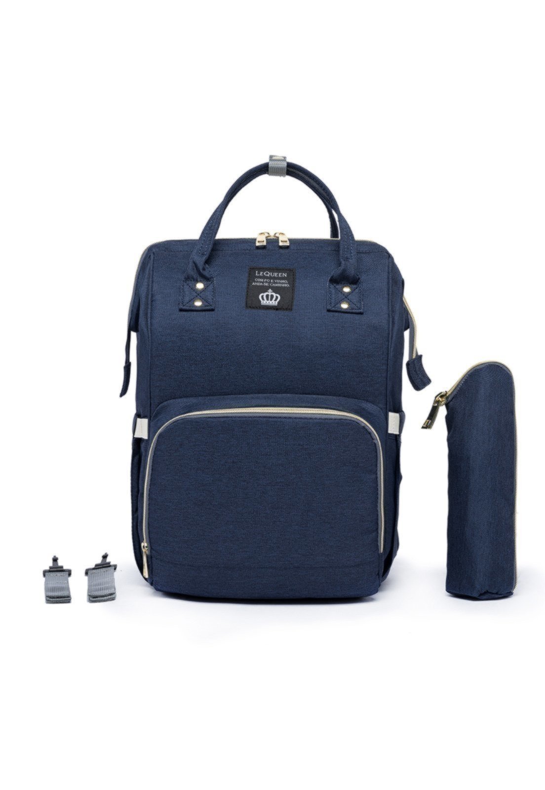 Infantil - Mochila Bolsa Maternidade Lequeen Porta Mamadeira Menina Menino AZUL