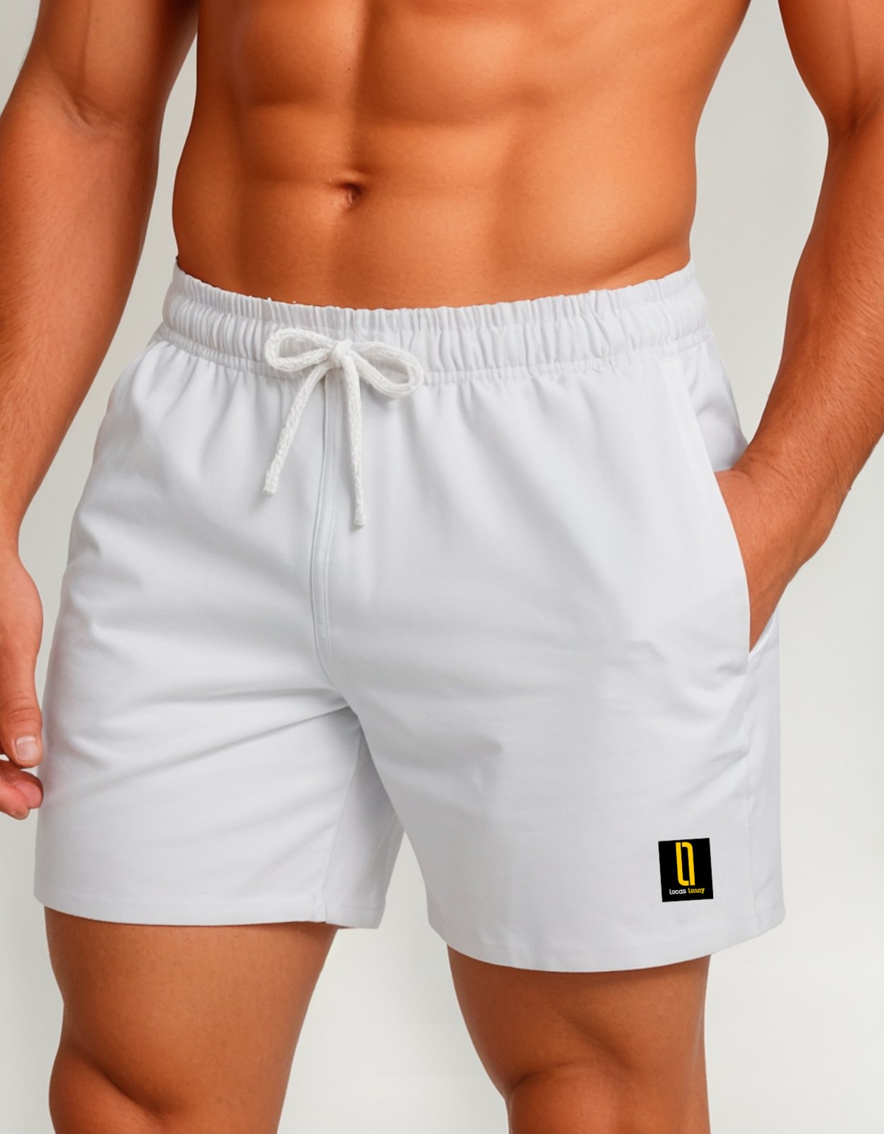 Vista 2 Short Masculino Bermuda Praia Casual Mauricinho Jr Rf. 002 Lucas Lunny branco Lucas Lunny branco