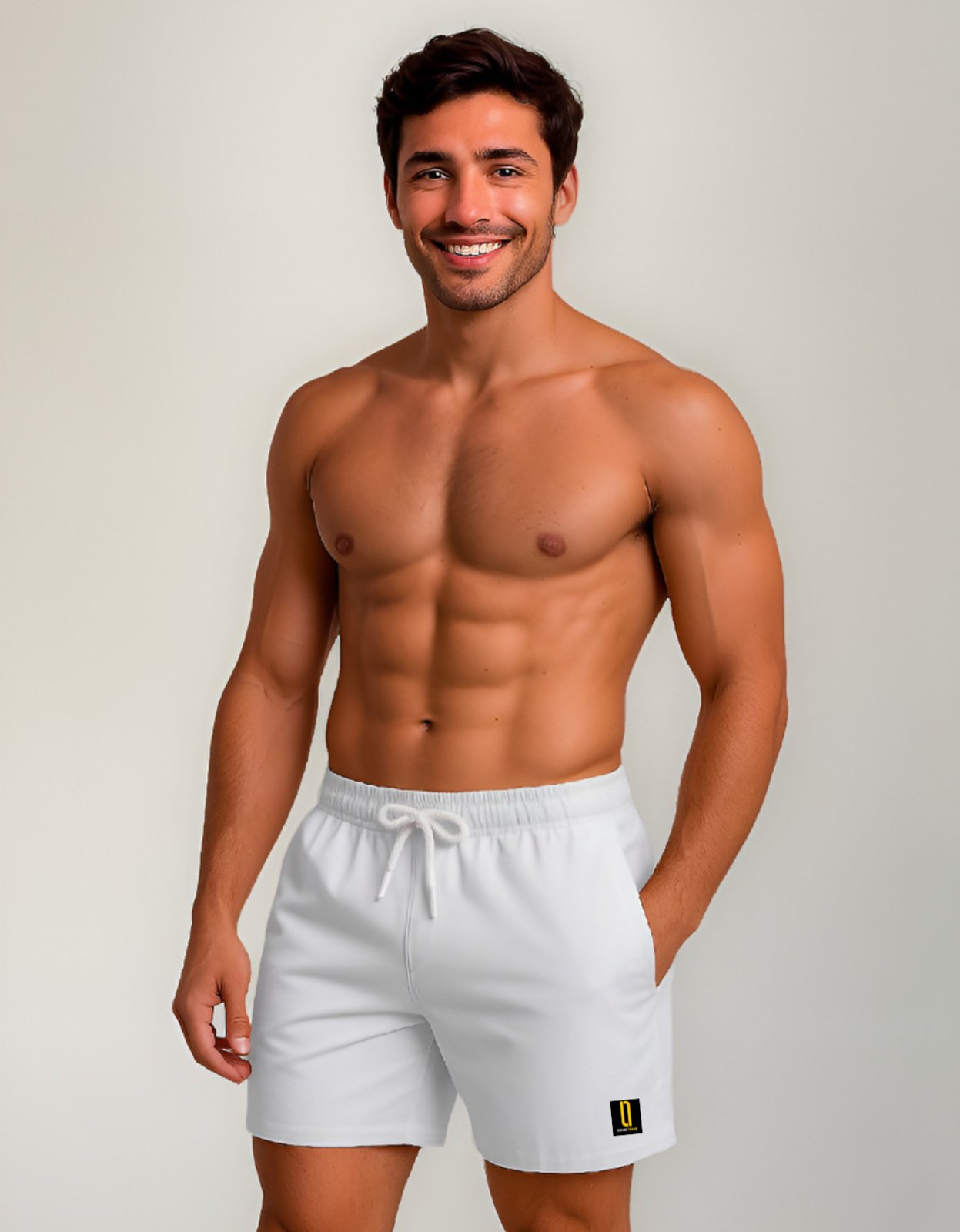 Vista 3 Short Masculino Bermuda Praia Casual Mauricinho Jr Rf. 002 Lucas Lunny branco Lucas Lunny branco