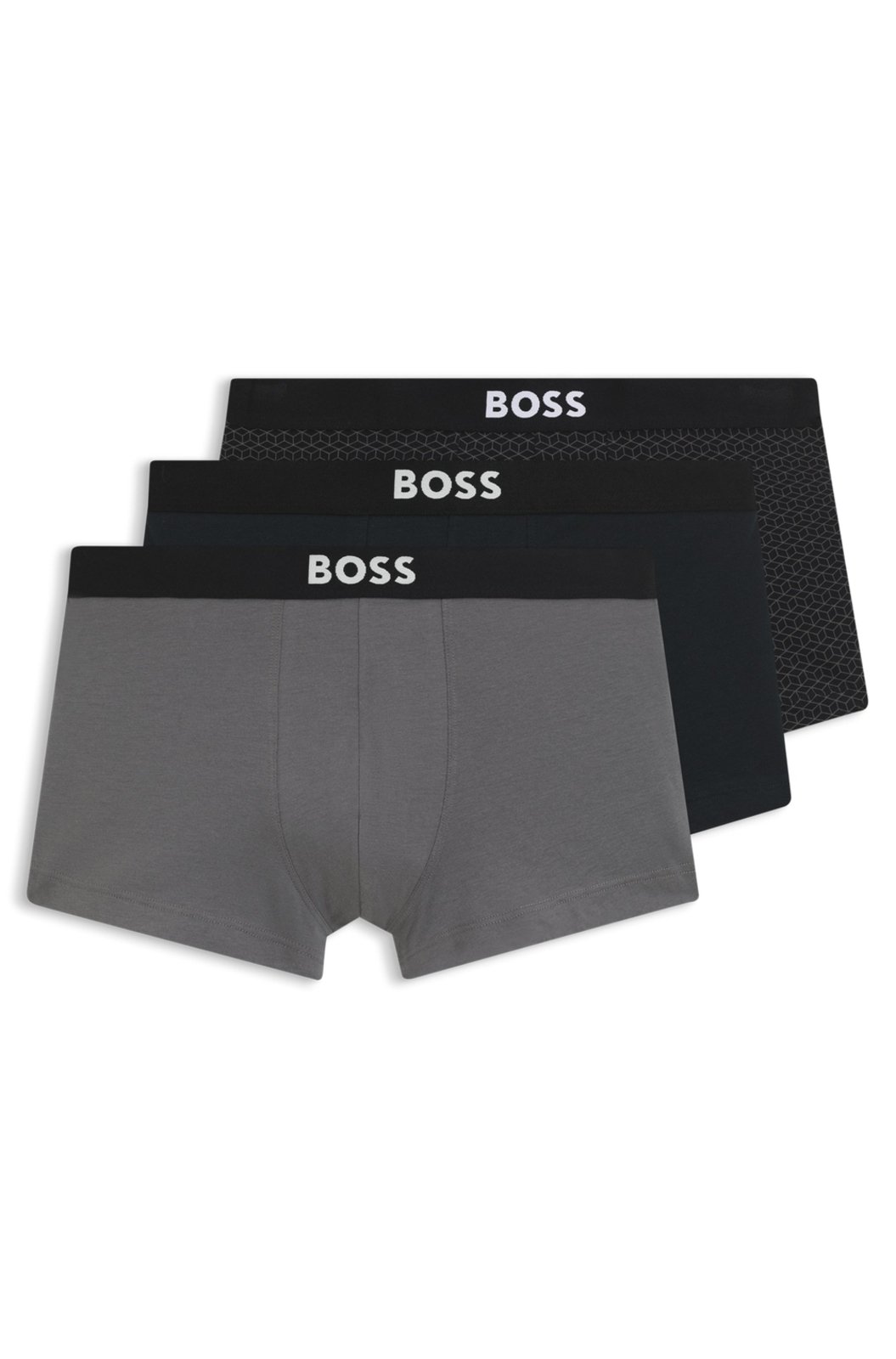 Pack De Três Cuecas De Algodão Elástico Com Logos
