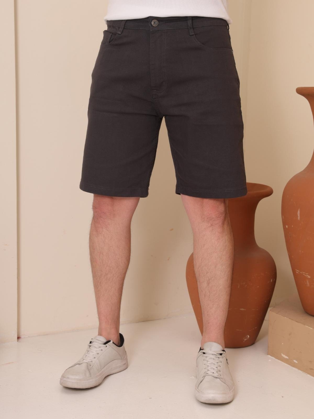 Bermuda Sarja Tradicional Masculina Reduzy Casual Chumbo
