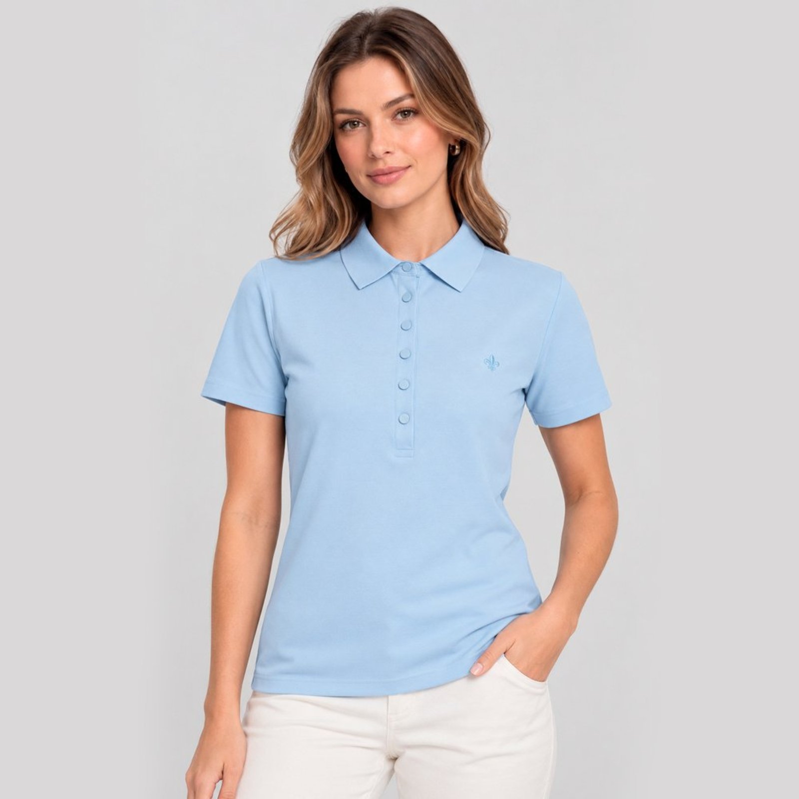 Camisa Polo Dudalina Slim Tech Ve27 Azul Feminino