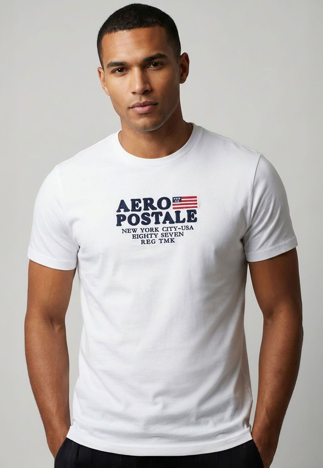 Camiseta Masculina Aeropostale Bordada Branca